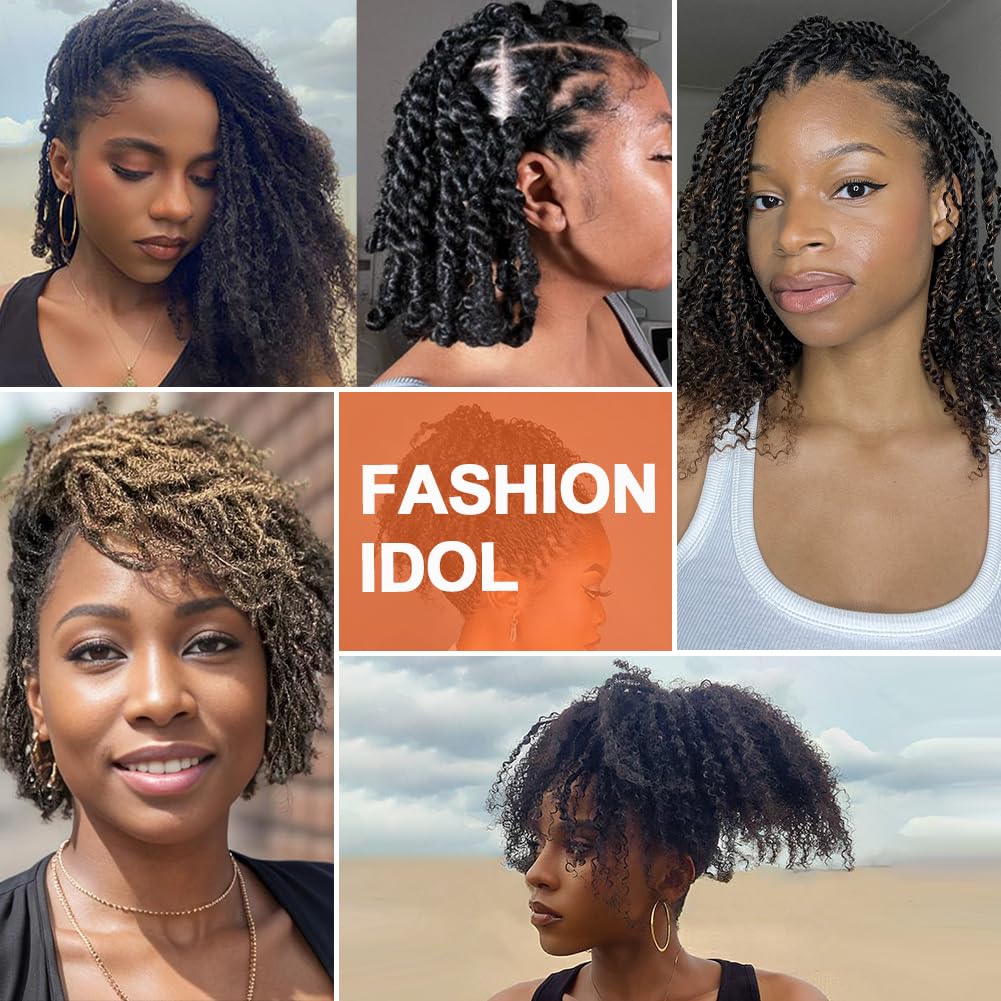 FASHION IDOL Afro Kinkys Bulk Echthaar für Dreadlock Extensions 40CM 3 Packungen 150 Gramm natürliche schwarze Loc Reparatur Afro Kinky Flechten Echthaar für Locs 5.3 Oz