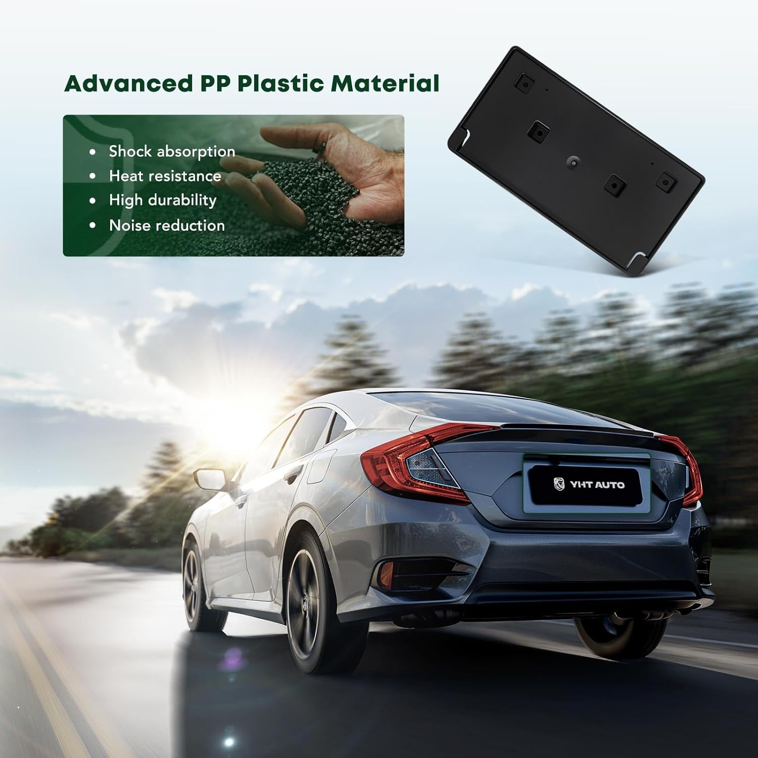 YHTAUTO Front License Plate Bracket w/Screws Compatible with Jeep MK/MP Compass Trailhawk/Sport 2017-2021, USA Built Vehicle, Plastic Black Bumper License Plate Frame, No Drill Licence Plate Holder