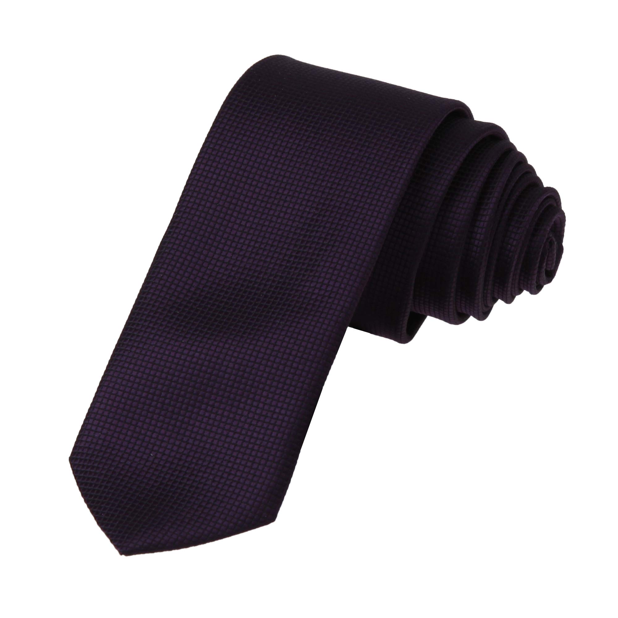 DAN SMITH Microfiber Men Thin Neckwear Checkers Skinny Ties Purple 5.5 Cm DAE2020 Indigo