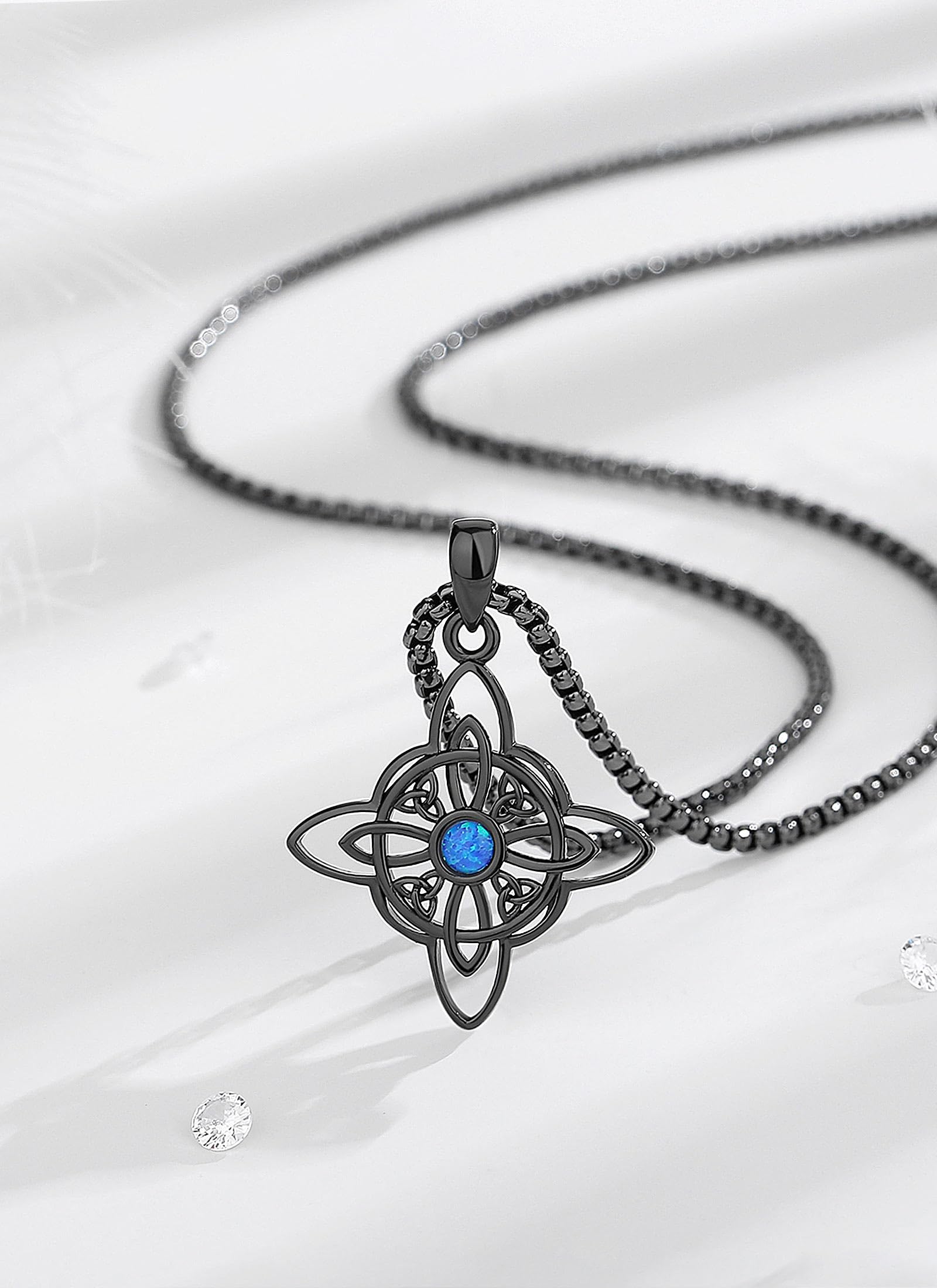 CELESTIA Nodo della Strega Ciondolo Pentacolo Amuleto Donna Celtico Collana Argento 925 Wicca Streghe Gioielli Stregoneria Esoterica Regalo
