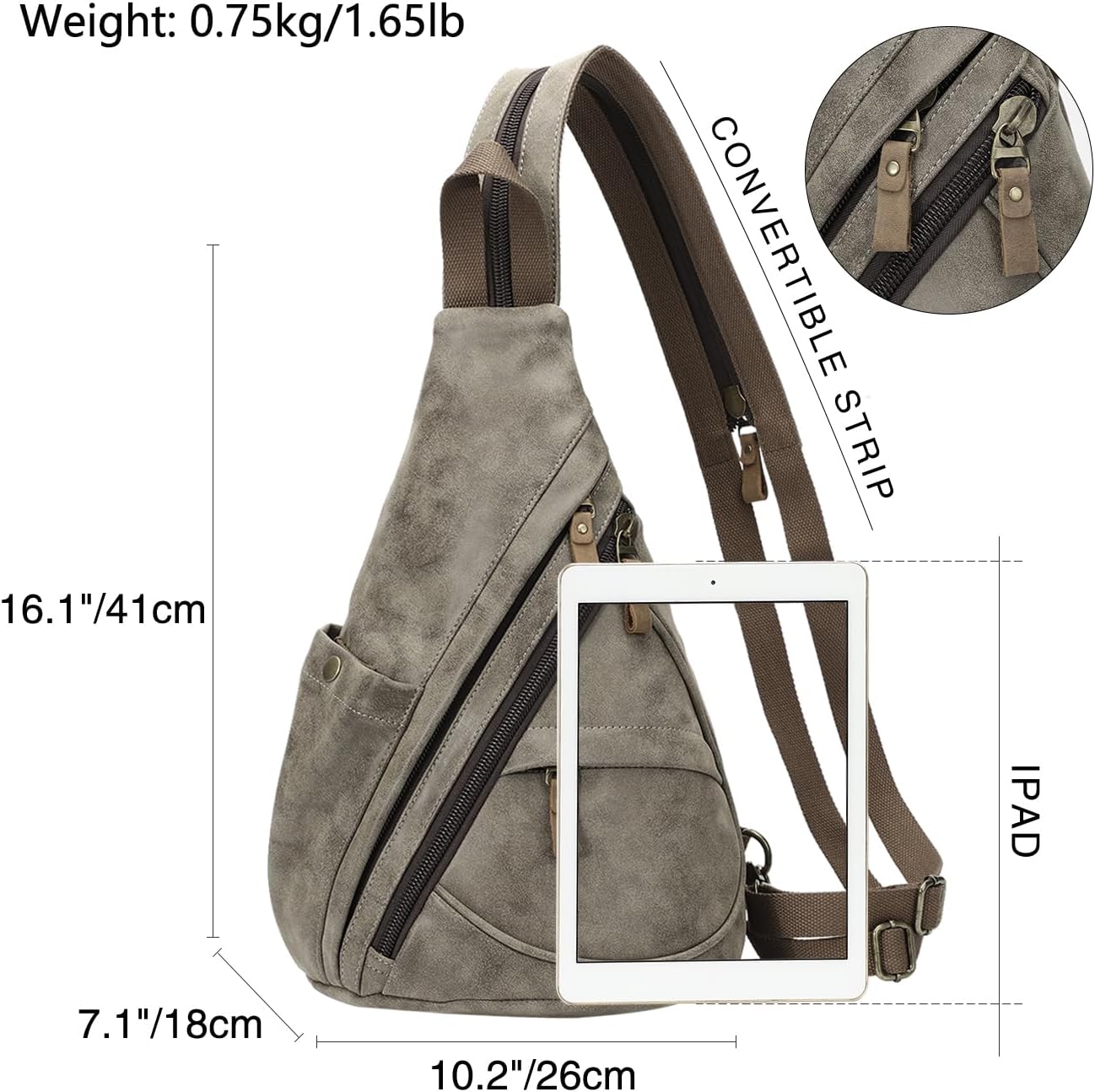 KL928 PU Leather Sling Bag - Small Crossbody Backpack Shoulder Casual Daypack Rucksack for Men Women(Dark Coffee) - Image 2