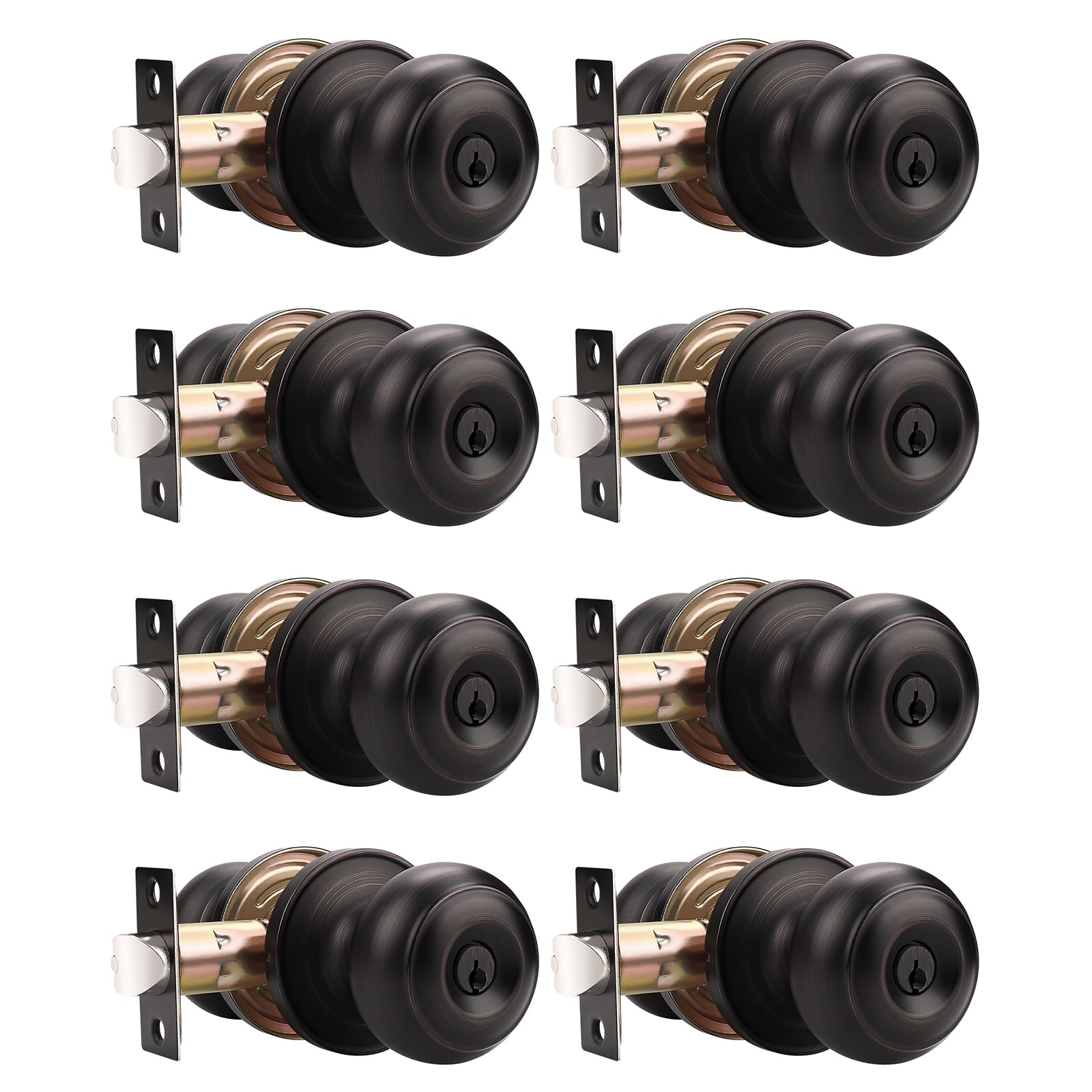 Polished Brass Door Knobs - Keyed Entry Locks -30