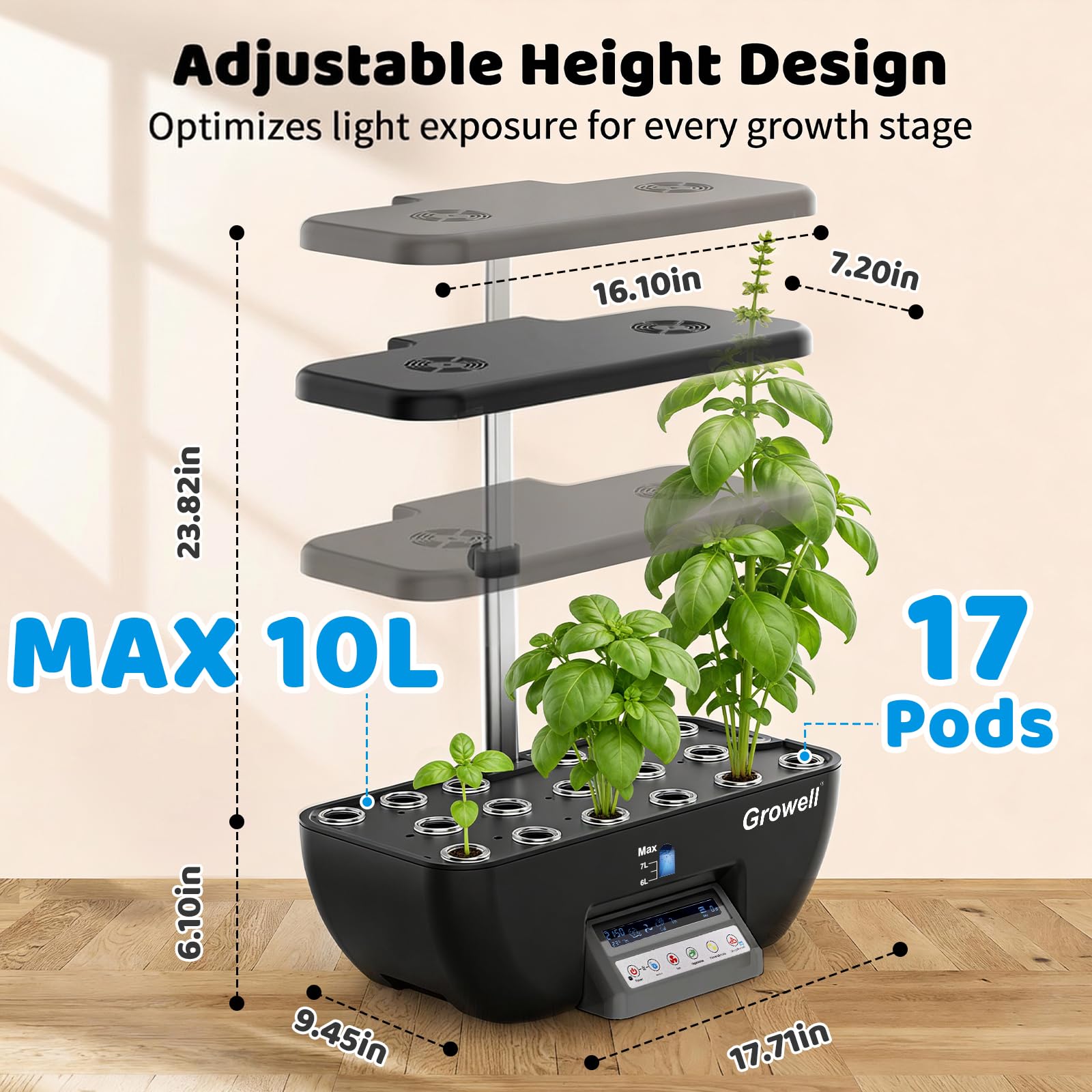 Growell Kit sistema di coltivazione idroponica, 17 cialde da giardino con 2