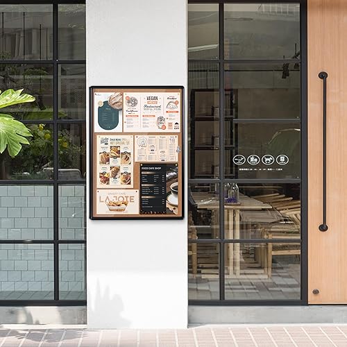 Miniatura 6 de Tablero de anuncios cerrado, tablero de corcho de 38 x 28 pulgadas, vitrina de pared con cerradura con puerta de bloqueo para oficina, escuela,