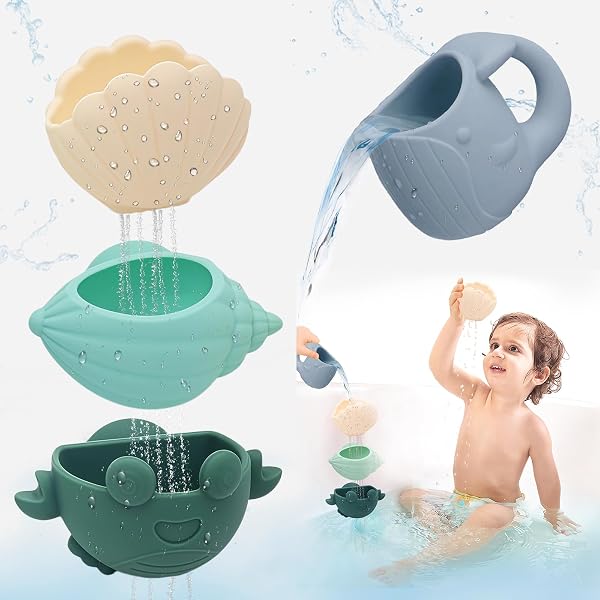 Juguetes de Baño para Bebé, 4 Piezas Juguetes Baño Bebe para Niños Niñas 1 2 3 4 Año, Regalo Baño Bebe, Juguetes de Baño para Bebé Ducha Juguetes de Natación, Niños Niña Juguetes Educativos - 1