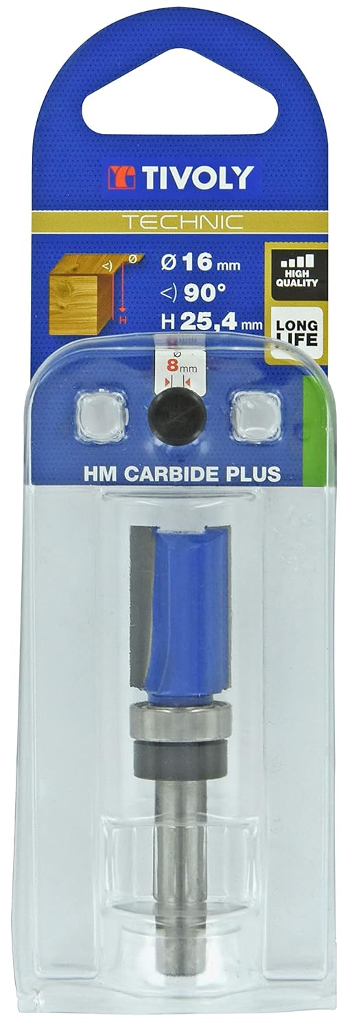 TIVOLY - 1 Pattern Flush Trim Router Bits - Bottom Bearing Pattern - Carbide Blade Diamond Sharpened - 5/16" - 8mm Shank