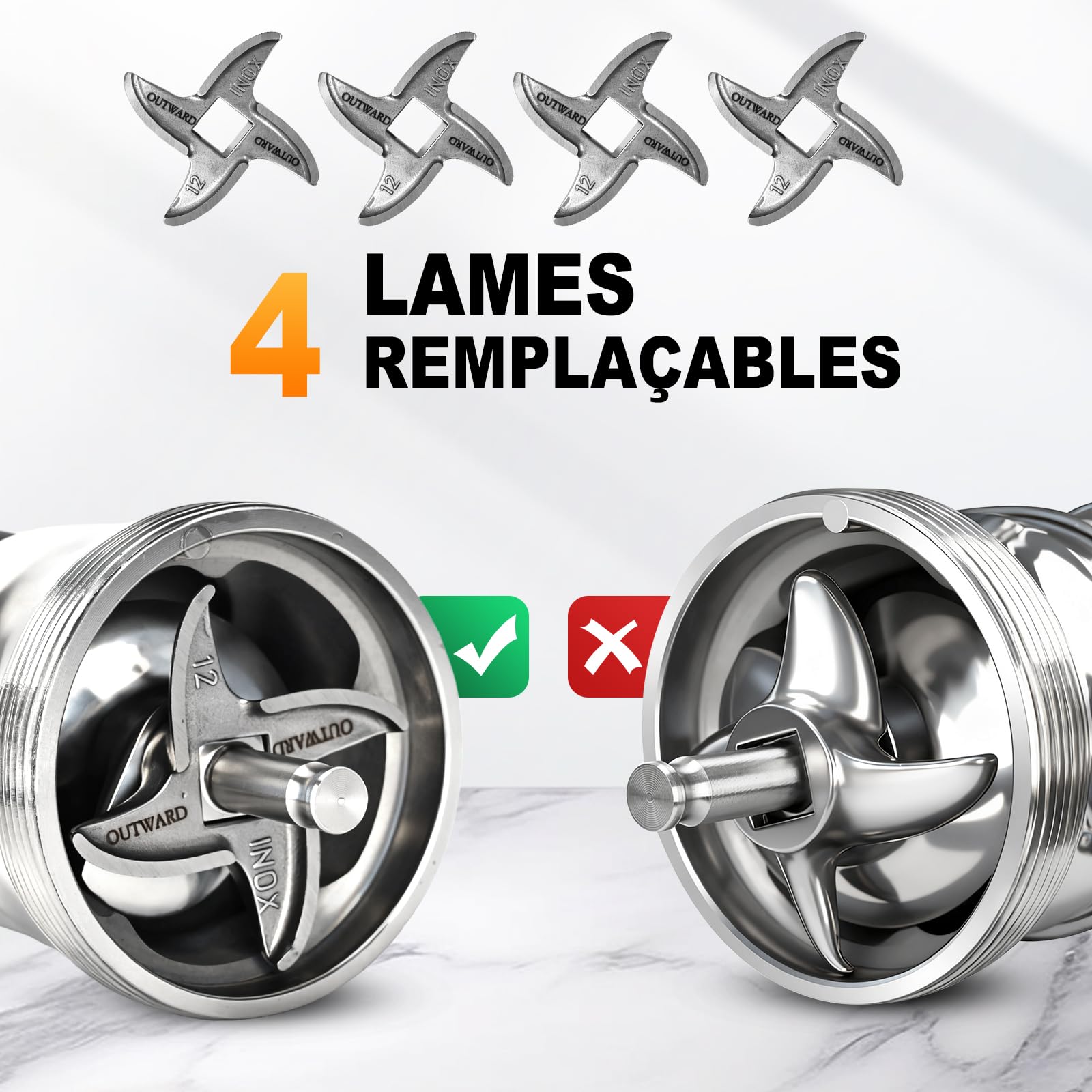 Anatole Hachoir a Viande Électrique Professionnel 1300W Acier Inox Intégral