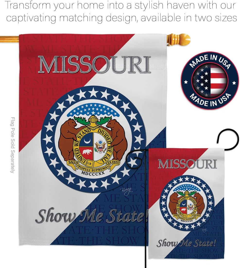 Breeze Decor H108129 Missouri Americana States Double Side Decorative House Flag, 28" x 40", Multicolor