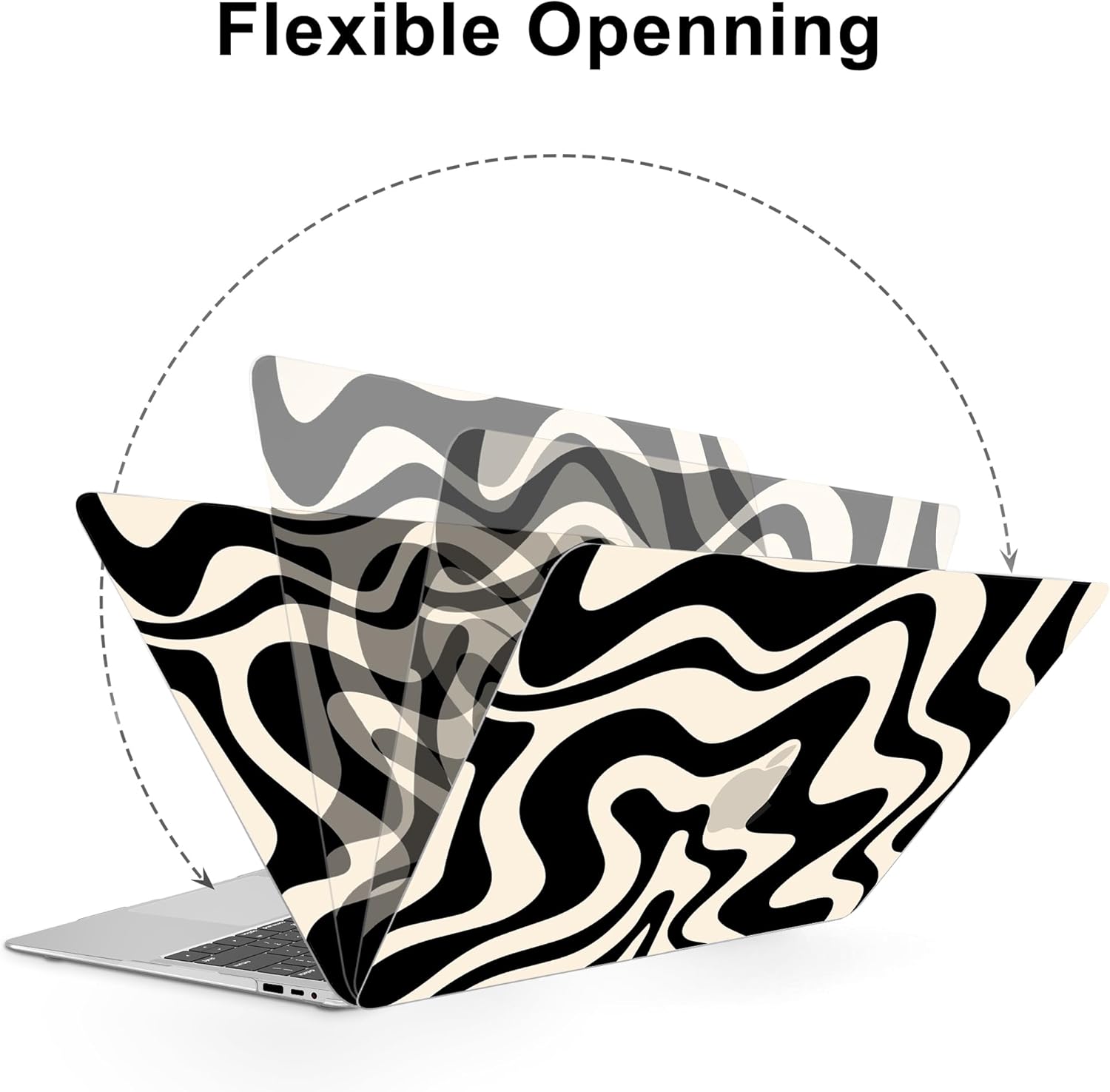 AKIT Compatible with MacBook Pro 13 inch Case M2 M1 A2338 2026 2025-2016 M2 M1 A2338 A2251 A2289 A2159 A1989 A1708 A1706, Pattern Hard Shell Laptop Case&Keyboard Cover&Screen Protector, Black Wave - Image 5