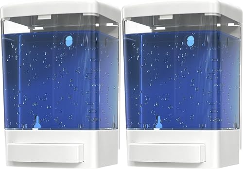 Dispensador de jabón comercial de pared para baño (paquete de 2), dispensador de jabón de manos y desinfectante montado en la pared para el hogar o