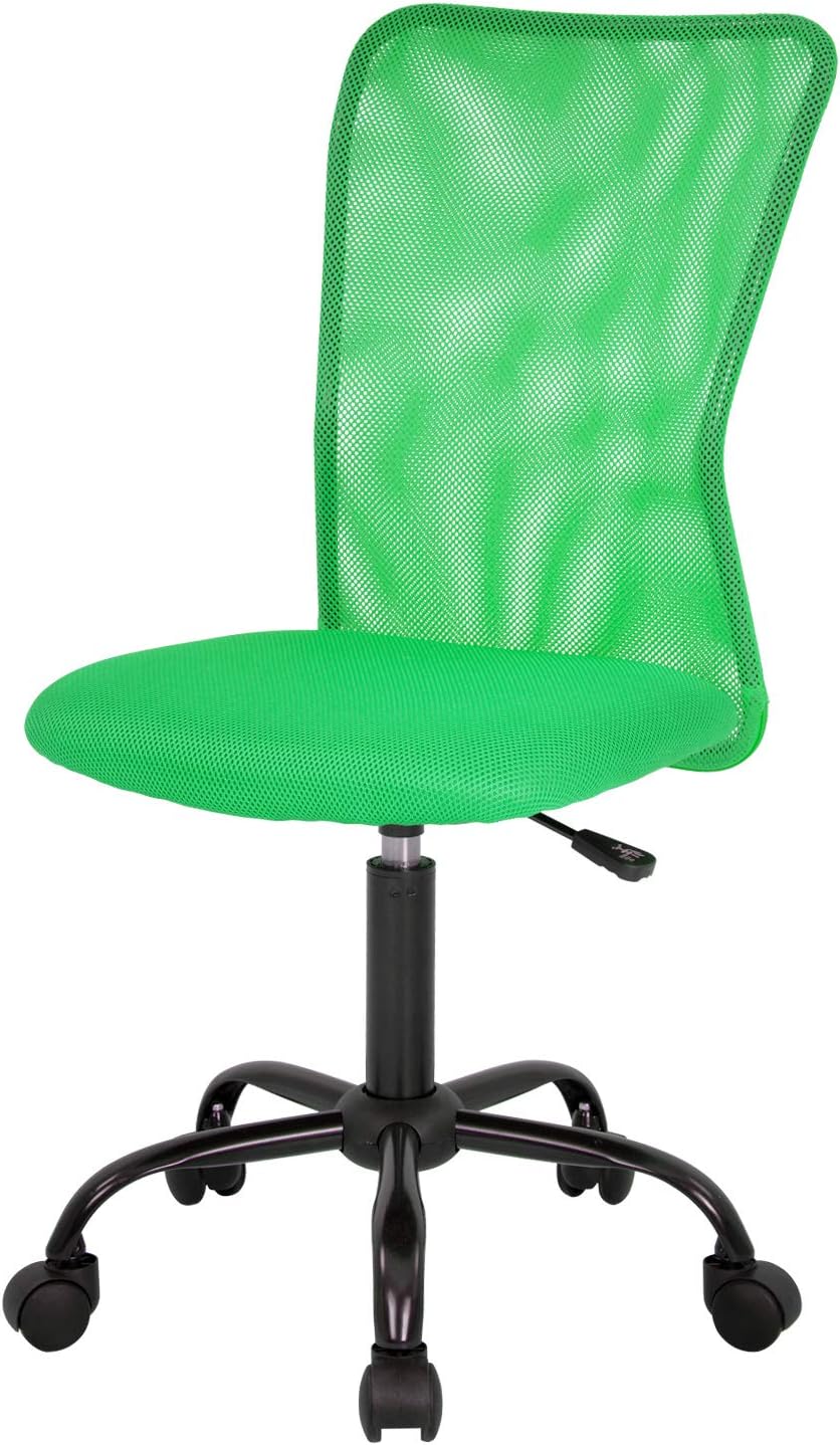 FDW Home Office Chair Mid Back Mesh Desk Chair Armless Computer Ergonomic Task Rolling Swivel Chair Back Support Adjustable Modern with Lumbar Support,Green