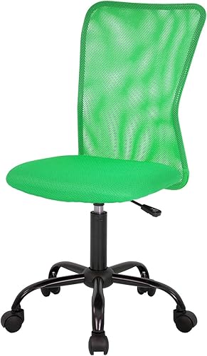Miniatura 9 de FDW Silla de oficina en casa, silla de escritorio de malla con respaldo medio, sin brazos, ergonómica, giratoria, soporte de espalda, ajustable,