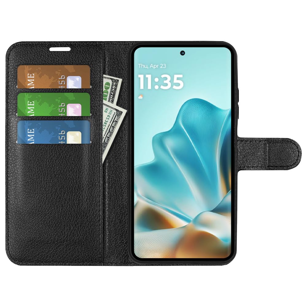 Etui do Motorola Edge 60 Fusion, wysokiej jakości skórzane etui portfelowe z klapką z silikonowym zderzakiem [podpórka] [uchwyt na karty] [klamra magnetyczna] etui na książki skórka do Motorola