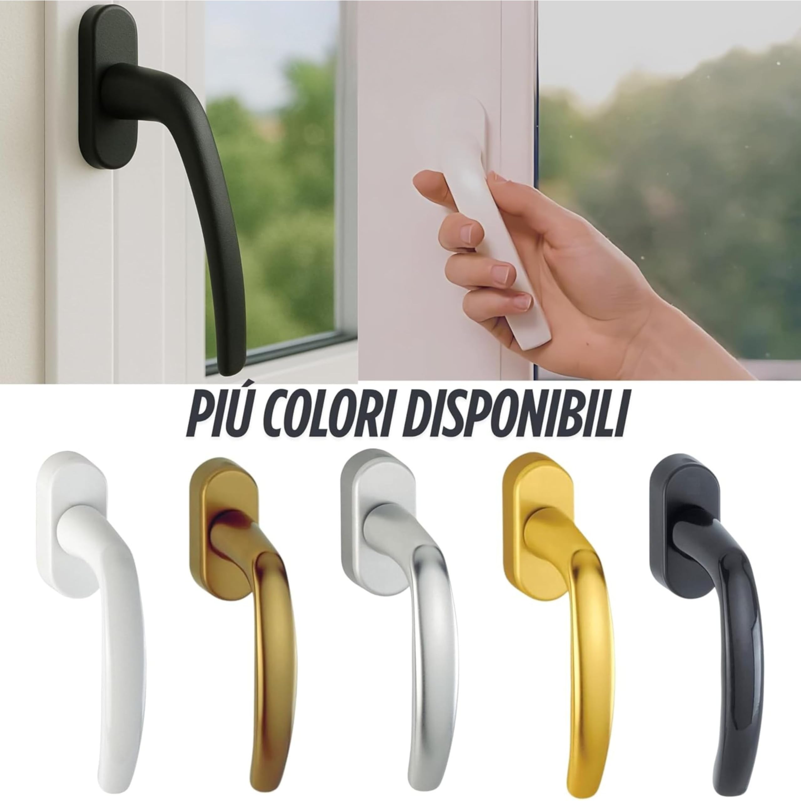 bricoleva.it White Modern Round Stainless Steel Window Handle with Right 90 Degree Opening - Image 4