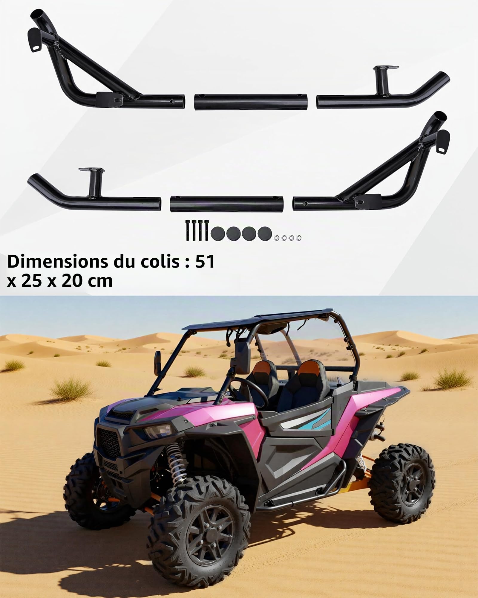 SAUTVS Barres Nerf pour RZR XP 1000 14-22, Cadre de Protection de Pare-Chocs latéral combiné, marchepieds latéraux, Barres Nerf pour Polaris RZR S 1000 XP 1000 Turbo 900 Trail S 900 2014-2022