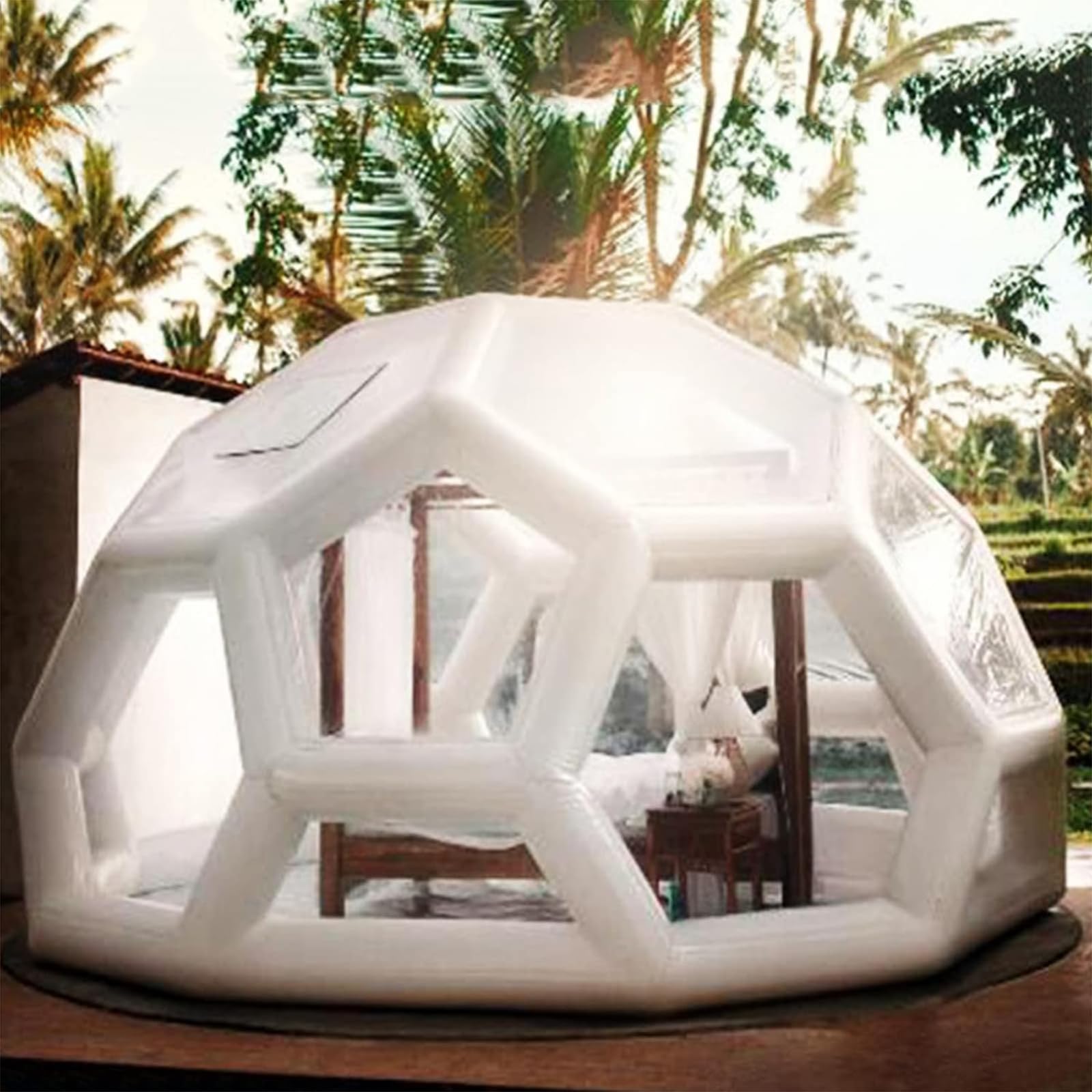 asdchZen Transparent Inflatable Bubble Tent, Inflatable Bubble Tent Indoor Outdoor Transparent 360 Degree View With Tunnel 4M-6M (D 6M)