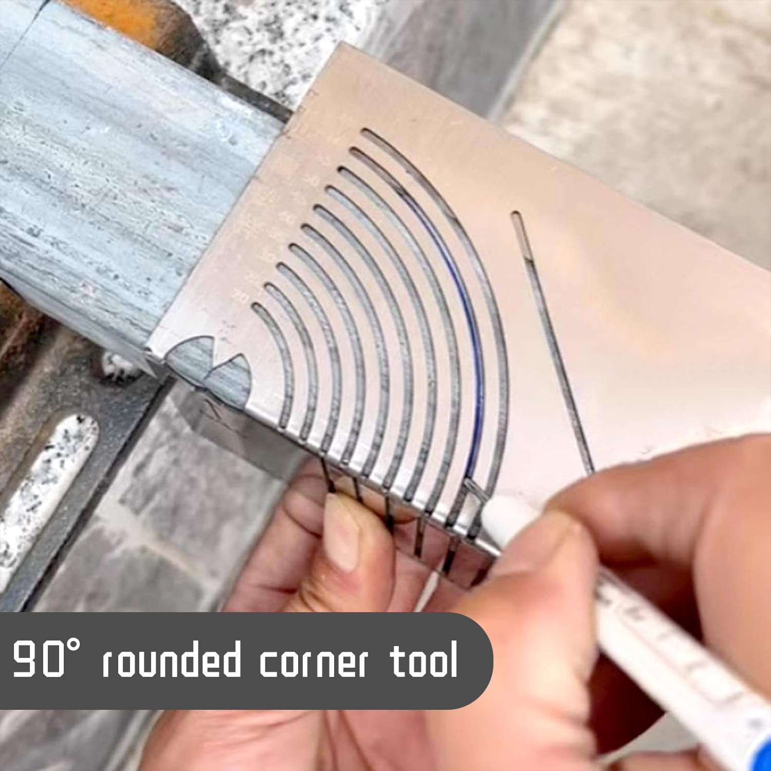 Angle & Arc Marking Tool For Square Tubes - 20-65mm Rounded Corner Drawing Tool (Stainless Steel)