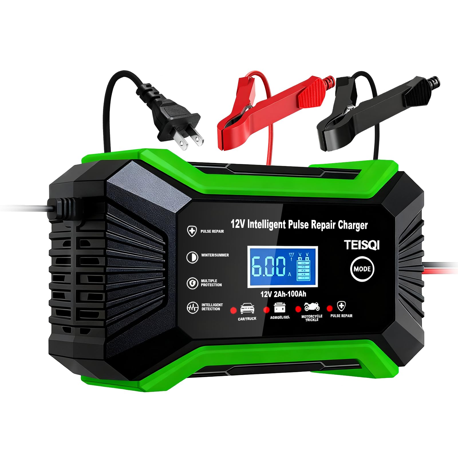 Amazon.com: TEISQI Car Battery Charger, 12V 6A Smart Battery