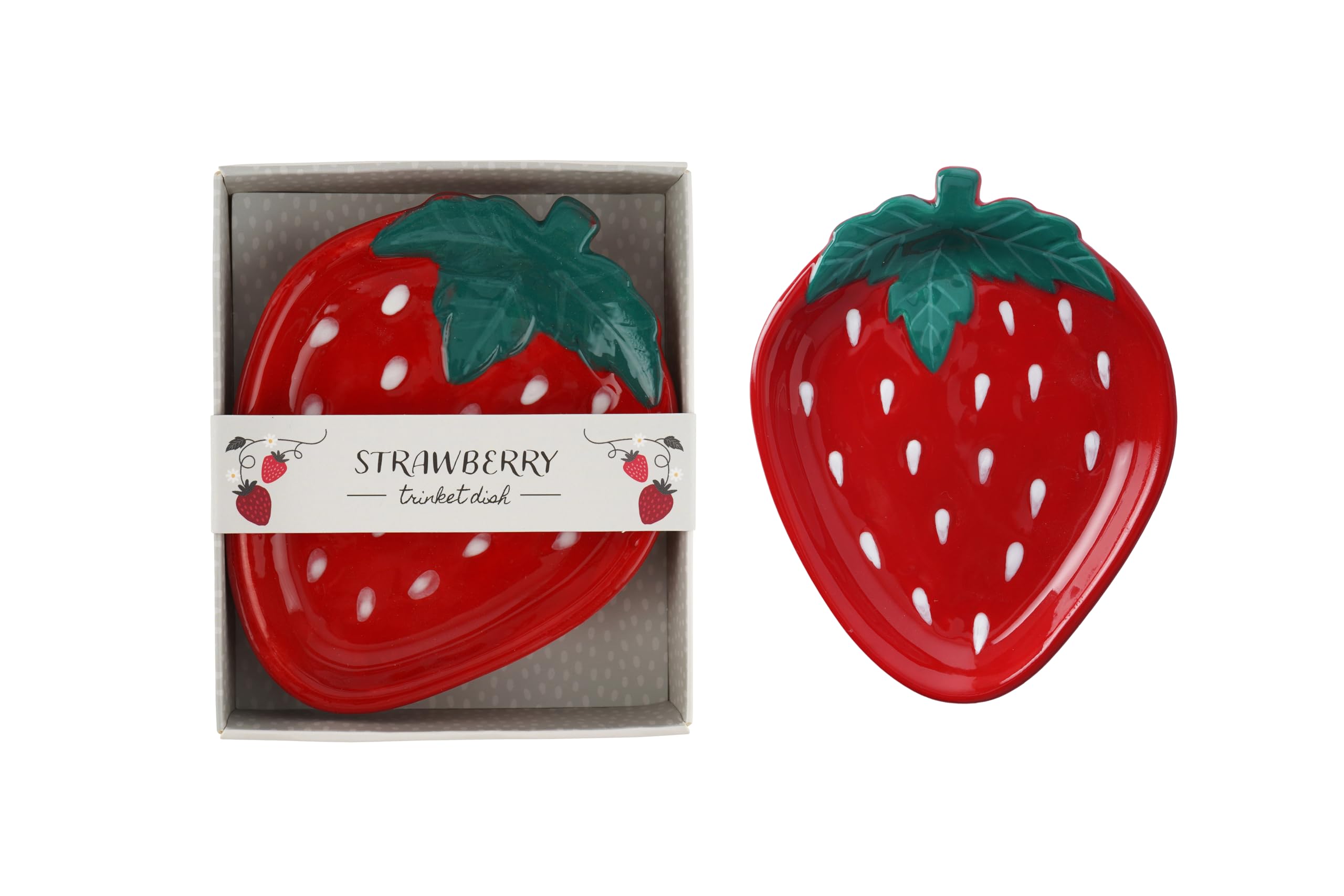 Cgb Giftware Red | Strawberry Field Trinket Dish In Gift Box | Jewellery Dish | Trinket Dish | Tabletop | Novelty | Gb08618