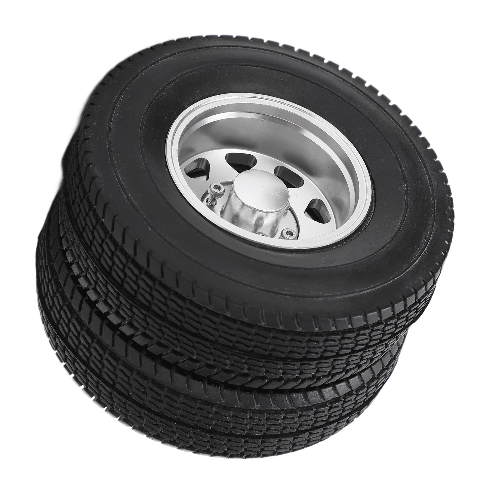 RC-Legierungs-Hinterradnabenfelgen mit Gummireifen für Traktor (Silver)