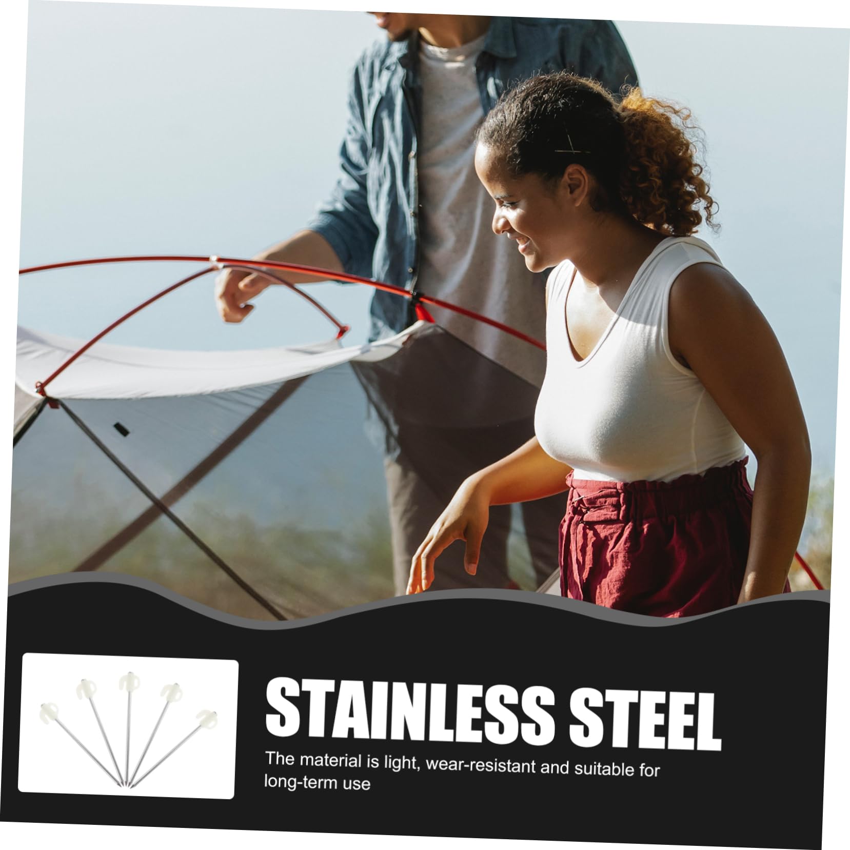 Toddmomy 1Set Tent Stakes Camping Accessories with Oxford Storage Bag Durable Ground Pegs for Outdoor Tents Easy to Drive and Remove Wind Resistant