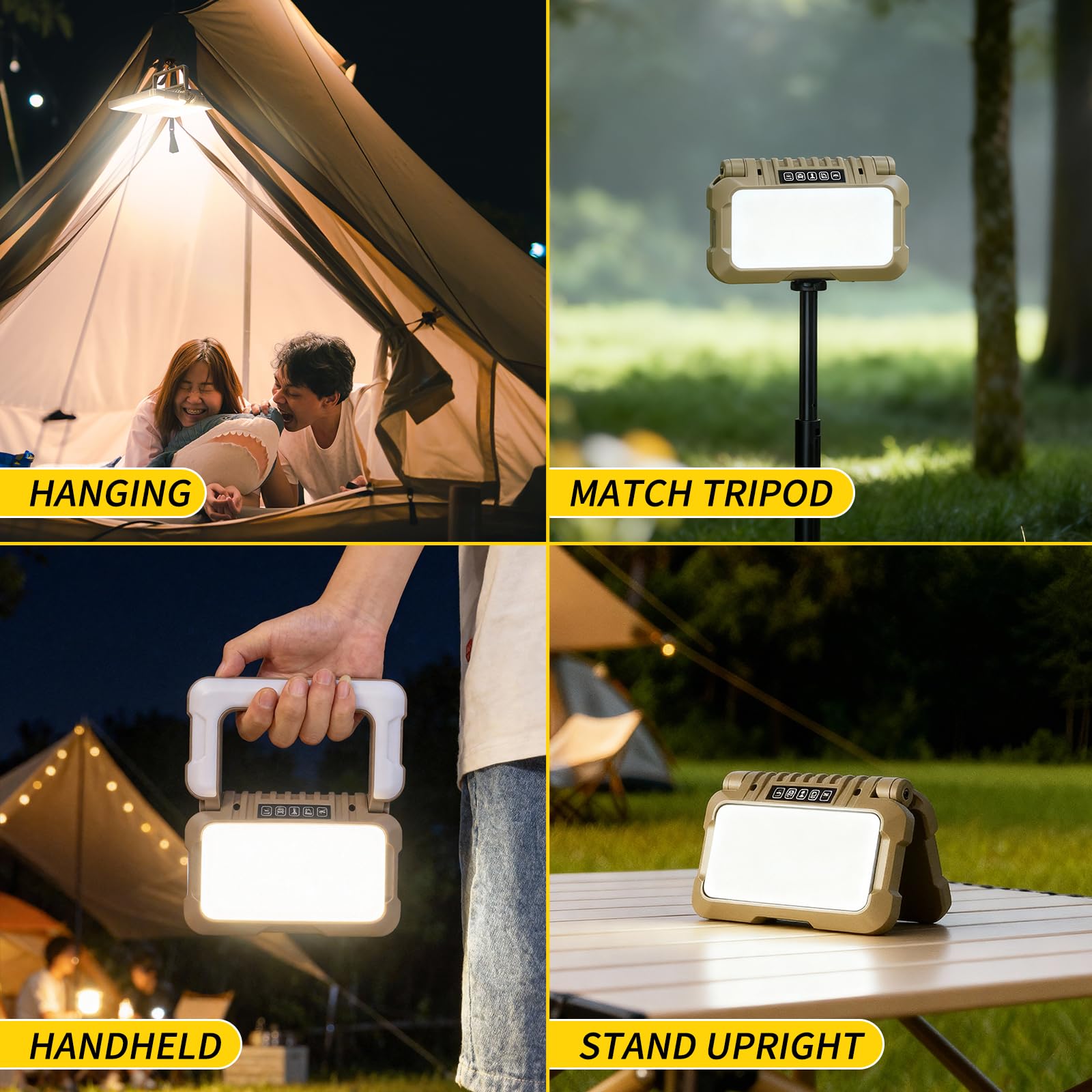 1500LM Wiederaufladbare Campinglaterne Tragbare Faltbare Campingleuchte USB-C Arbeitsleuchte 6 Modi 3 Lichtquellen 0,6 cm Schraubenadapter Tragbarer Projektor