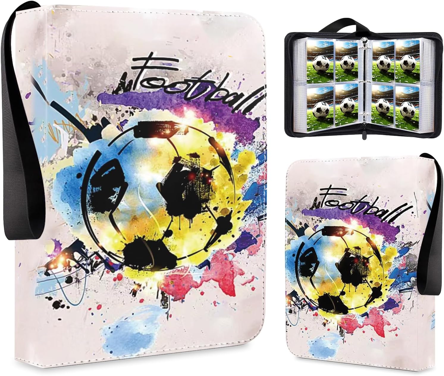 Soccer Card Binder-440 Pockets Premium Trading Card Binder, Double-Side Collectible Sports Cards Binder Compatible with Soccer/Baseball/Football Cards, Waterproof PU Zippered Card Holder