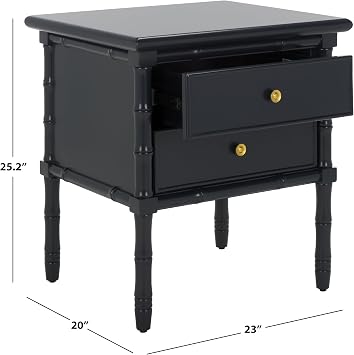 SAFAVIEH Furniture - Niah 2-Drawer Nightstand - Navy & Gold - Wood - Glam Hardware Design - Ideal for Bedroom, 23W x 20D x 25.25H (NST3501A)