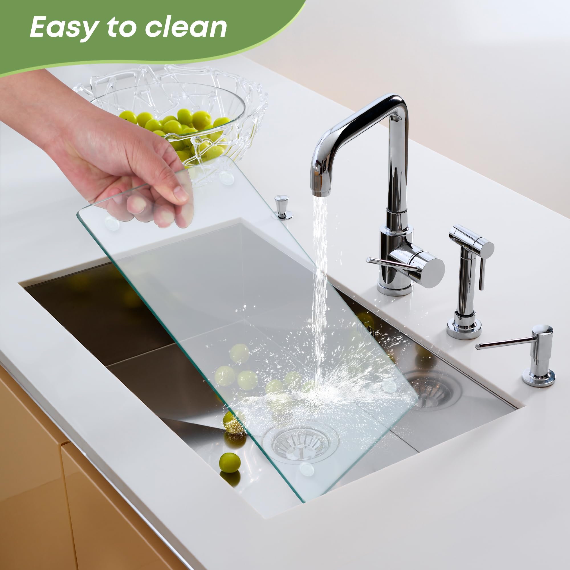 Tabla De Cortar Vidrio Templado 18x24 Pulgadas - Resistente Al Calor, Antideslizante, Fácil De Limpiar
