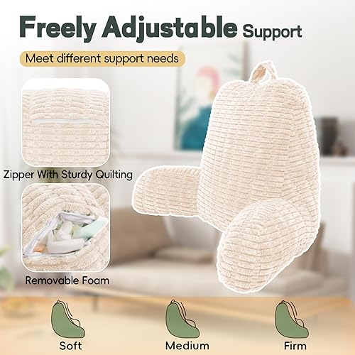 Miniatura 5 de Almohada de lectura grande de 21 pulgadas de alto para cama de adulto, almohada de espalda para cama sentada con espuma viscoelástica soporte de