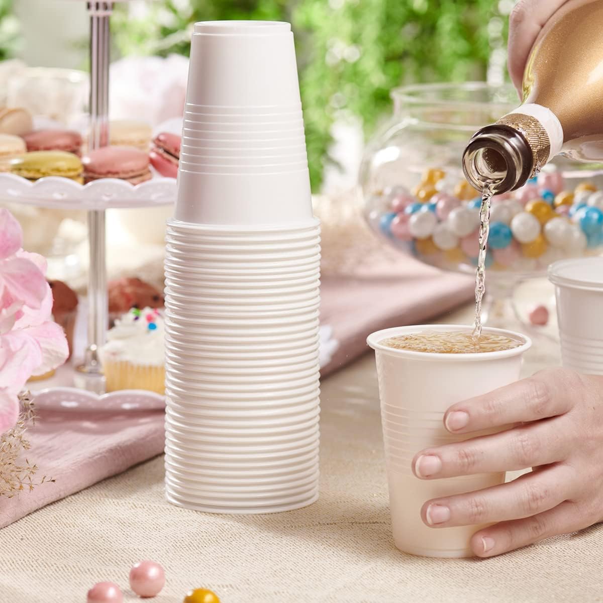 GUSTO 9 oz White Disposable Plastic Cups [Case of 2000] Cold Beverage Cups for Parties, Office & Events – Durable, Stackable (Formerly Comfy Package)