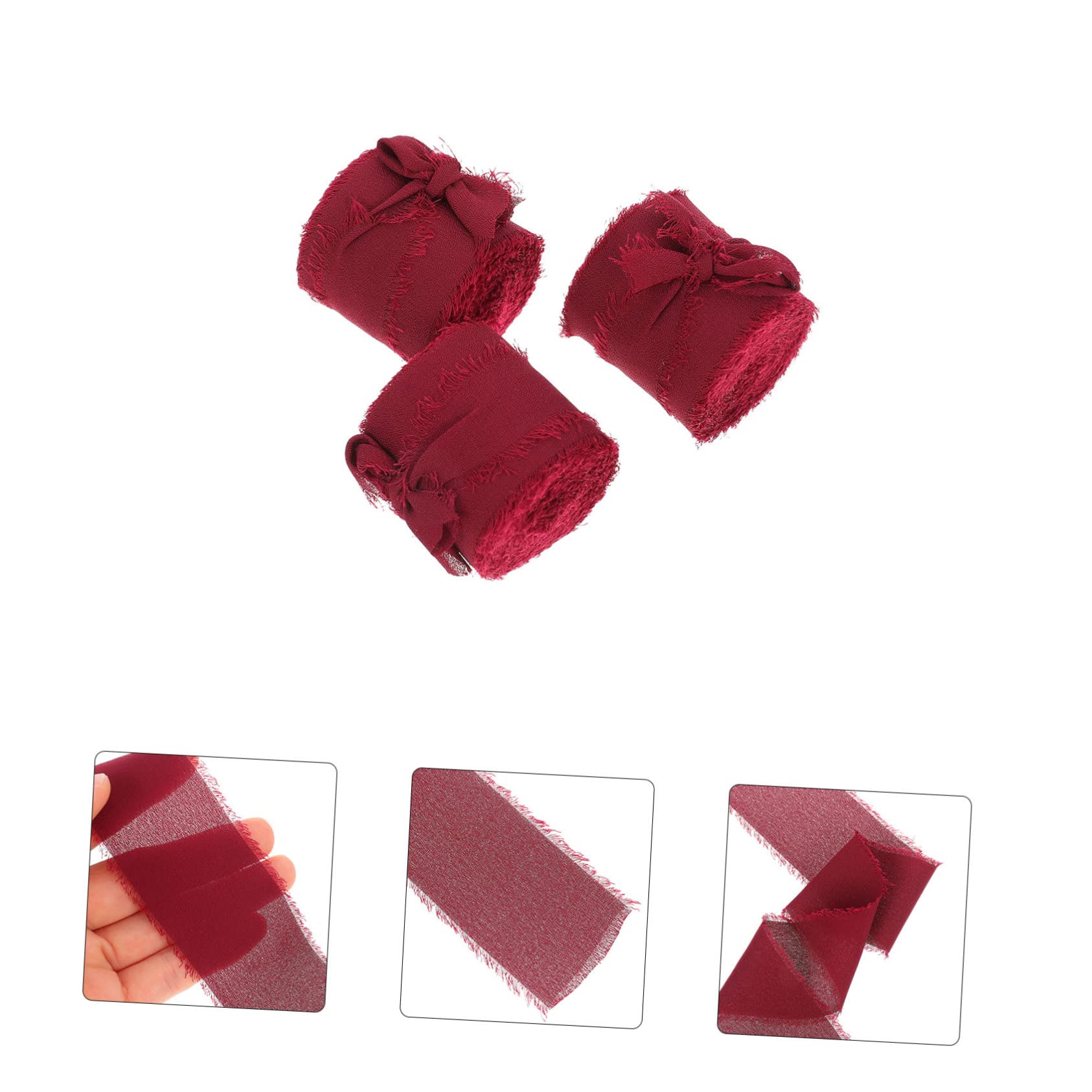 STOBOK 9stücke Teiliges Handgemachtes Chiffonband Weinrot Dekoratives Geschenkband Für Hochzeiten Brautsträuße Einladungskarten Und Festdekorationen Yards