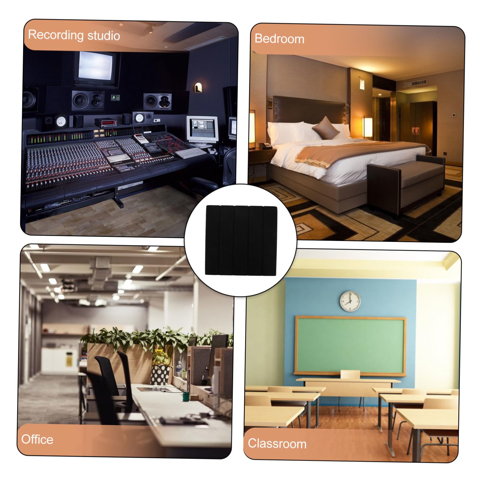 Kisangel 12 pezzi Pannelli Fonoassorbenti Autoadesivi Nero Verticale per Pareti Ufficio Studio Teatro Insonorizzanti e Decorativi con Assorbimento Sonoro Professionale