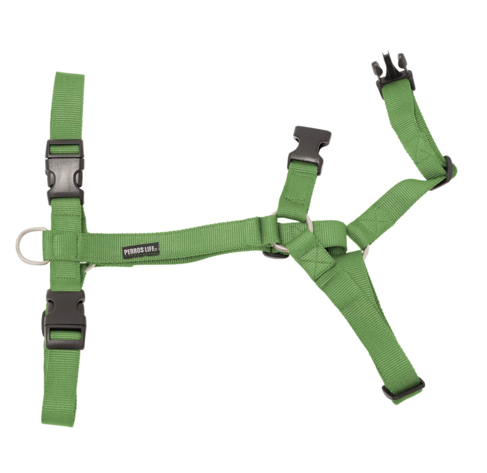 Arnés con apertura delantera para perro, de 31 – 45 cm, de nailon (verde)