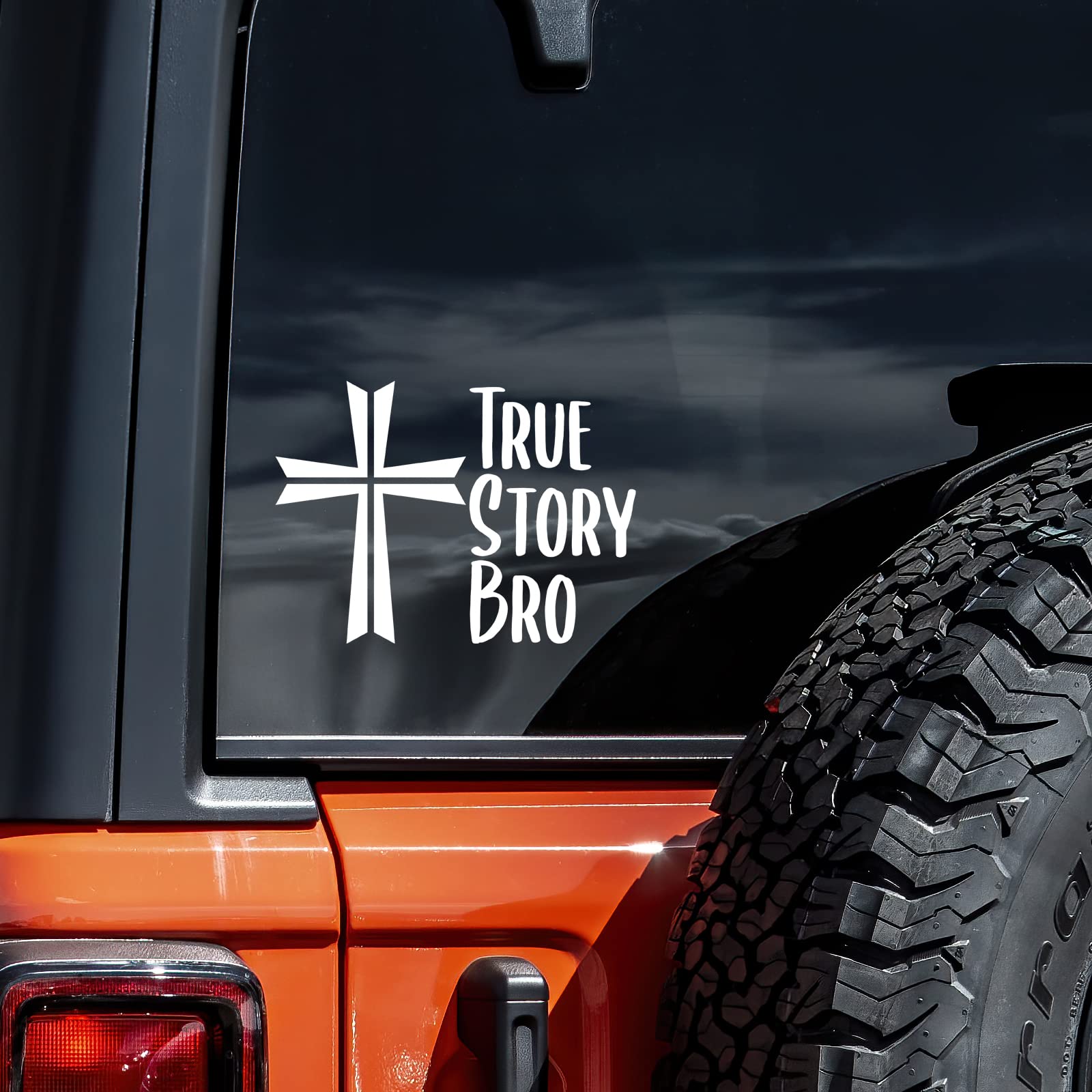True Story Bro Cross Decal Vinyl Sticker Auto Car Truck Wall Laptop | White | 5.5" x 4"