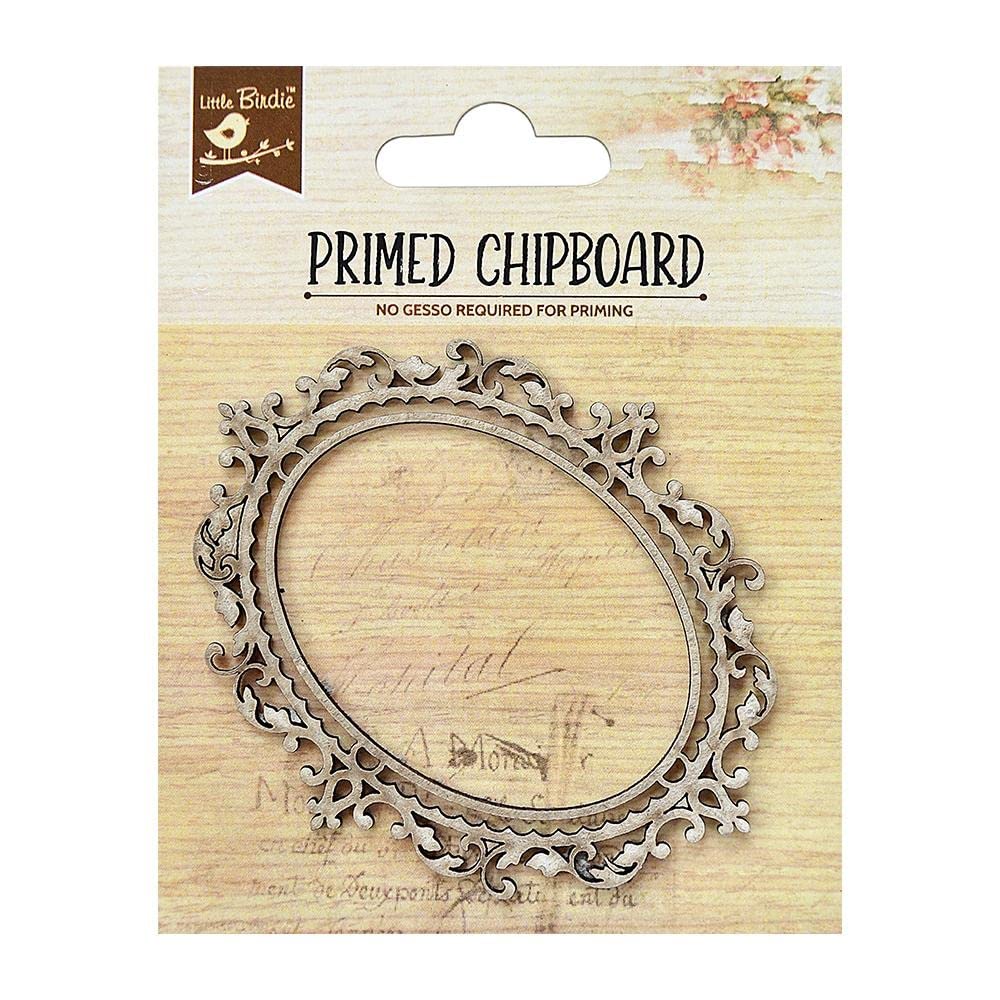 Little Birdie Laser Cut Primed Chipboard 1/Pkg-Oval Frame