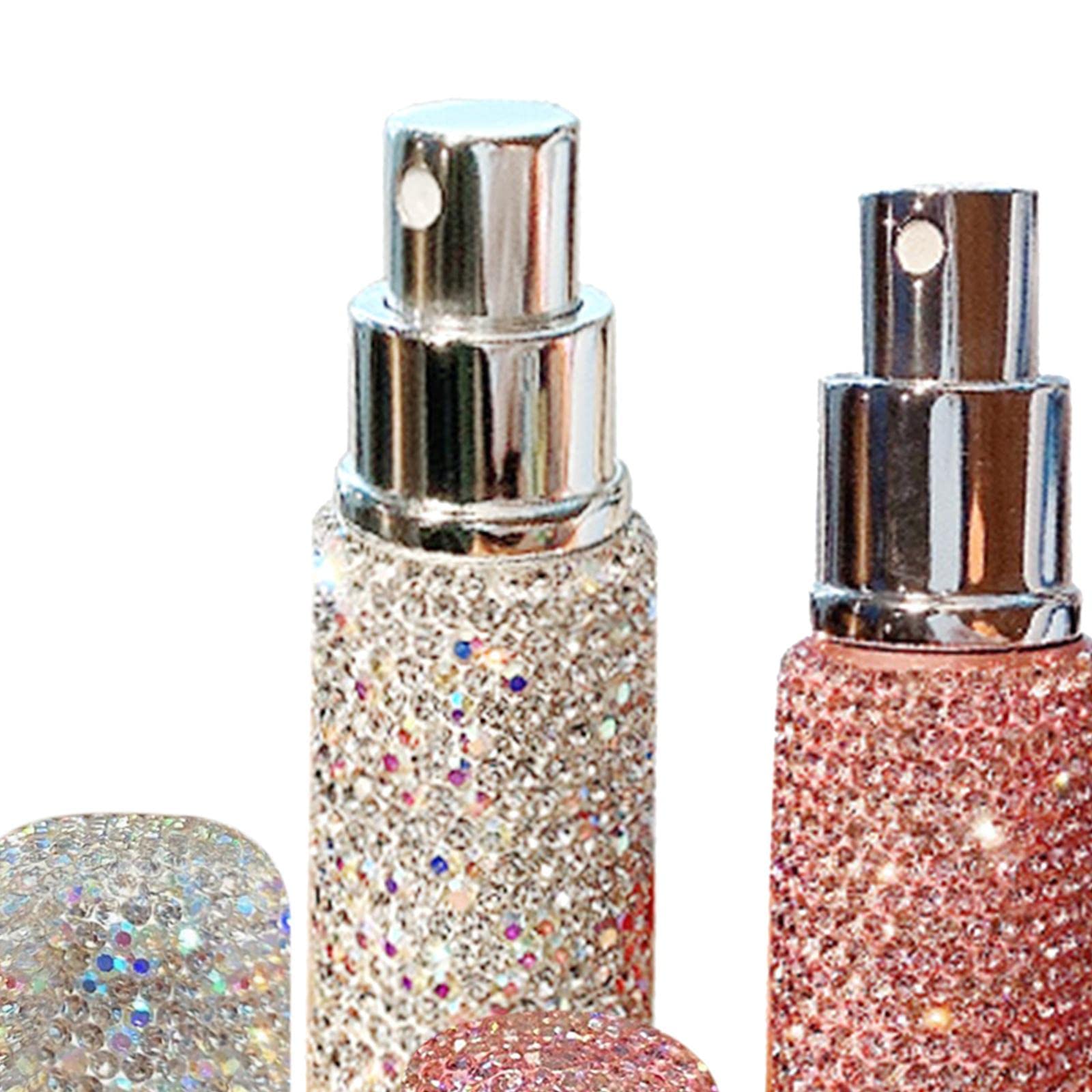 Parfümzerstäuber 10ml Glasflasche Nachfüllbar Diamant Reise Spray Flakon für Bad Auto Wohnzimmer Kosmetiktasche Geschenk, Weiß+Rosa