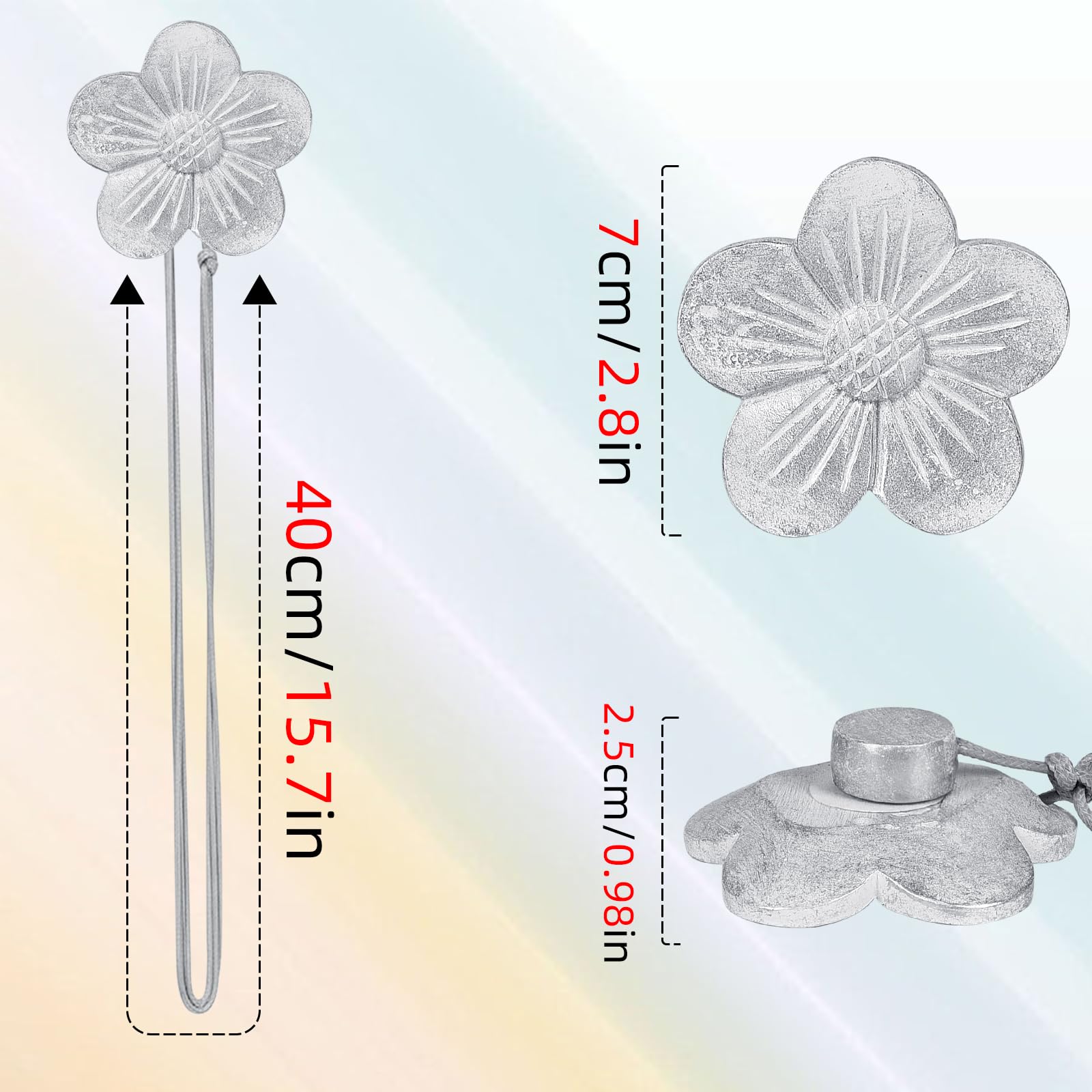 Attaches Rideaux Magnétiques Fleur – Lot De 2, Aimants Puissants, Corde Ajustable, 5 Couleurs Élégantes