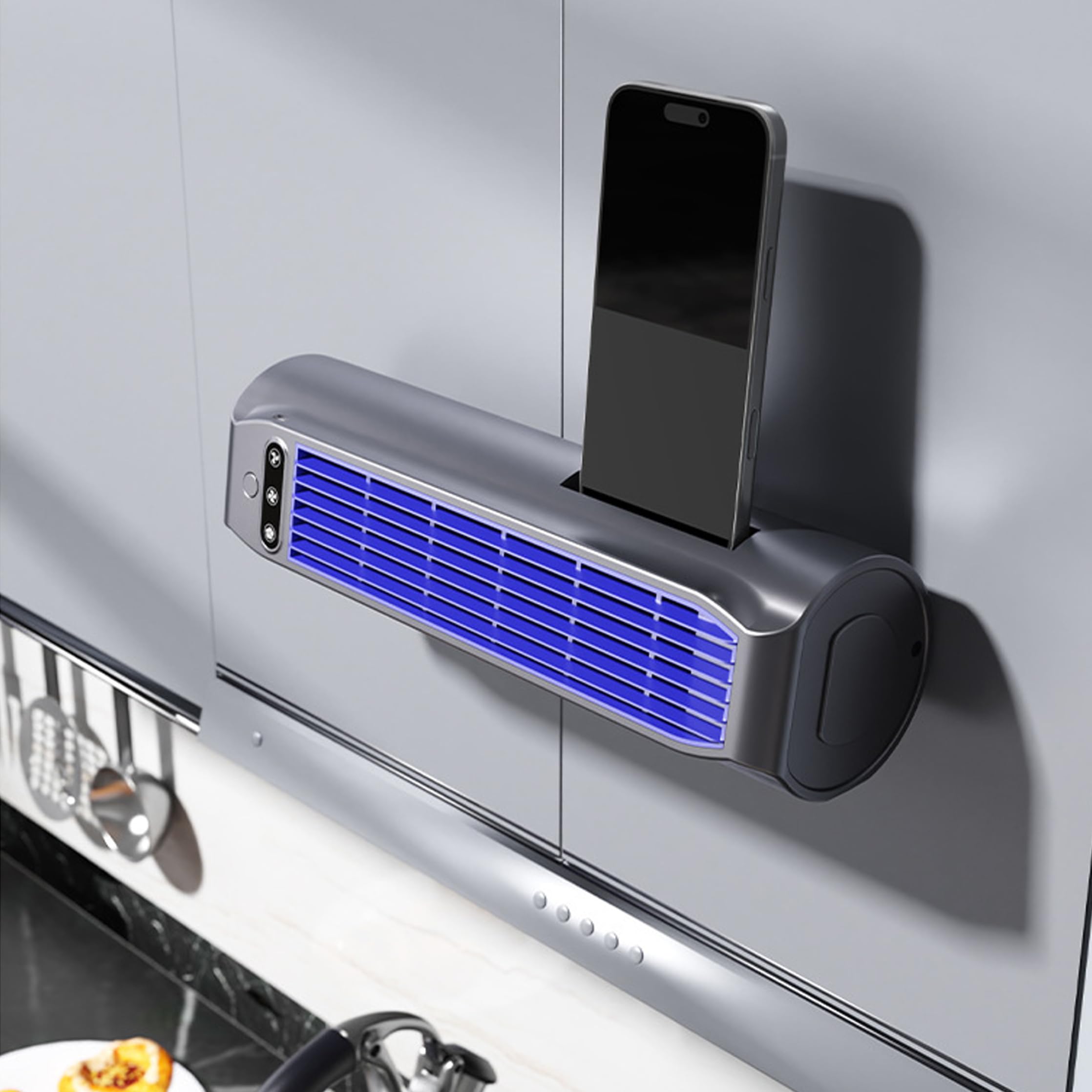 Gris 2 Juegos de Aire Acondicionado Inalámbrico Ventilador de Torre Pequeña Recargable USB de 3 Velocidades Ventilador de Enfriamiento de Montaje en Pared y Reclinado con Soporte para Teléfono para