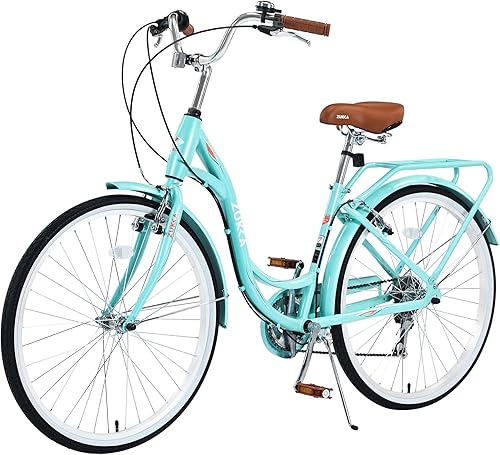 Vista 37 de L-TWOO Bicicleta de crucero de playa de 24 pulgadas/26 pulgadas, bicicleta de paso bajo, elegante bicicleta de 7 velocidades V, bicicleta de crucero