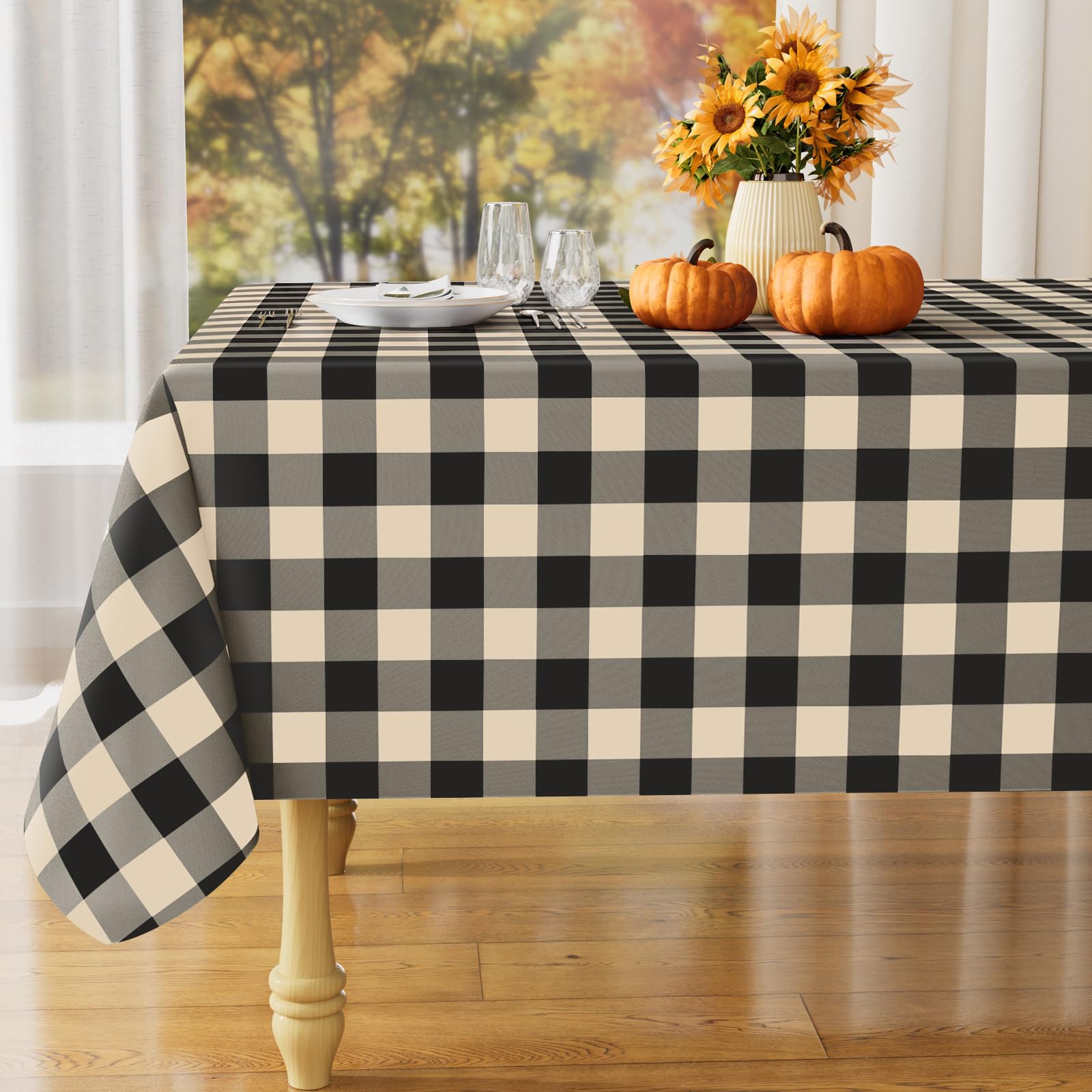 misaya Rectangular Waterproof Vinyl Table Cloth, Flannel Backed Tablecloth