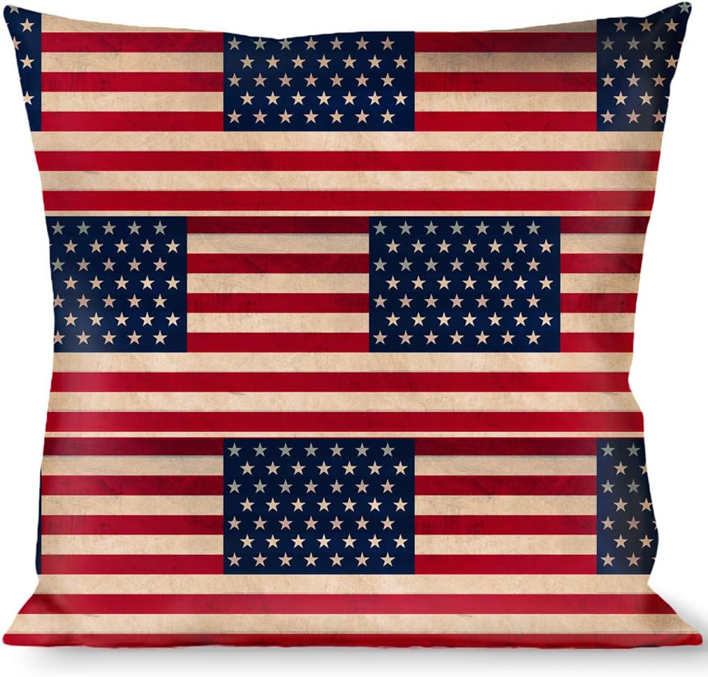 Pillow Decorative Throw American Flag Weathered Color Repeat