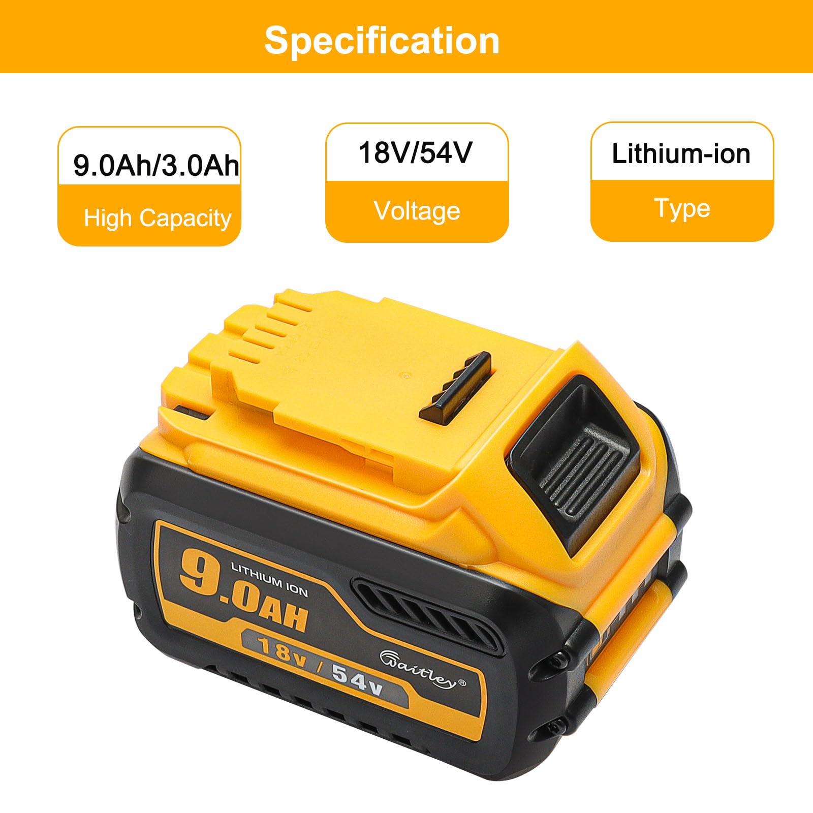 Powarobor 2x18V/54V 9,0Ah Ersatzakku Kompatibel Mit DeWalt Akku DCB547 | Kompatibel mit DeWalt 18V/54V DCB547, DCB546, DCB548, DCB184, DCB180. LED-Ladeanzeige. Nur Ersatzakku.