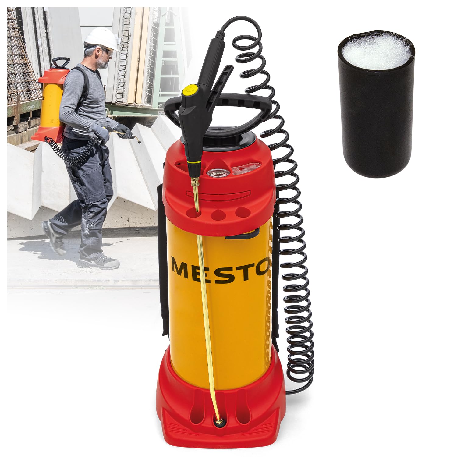 MESTO FERROX PLUS 10 Hochdrucksprühgerät 10L SET inkl. MESTO Köcher | Drucksprüher 6 Bar | Pumpsprühflasche für Bauchemikalien | Drucksprühflasche Industrie | Ölsprüher | Pumpsprüher | Flachstrahldüse