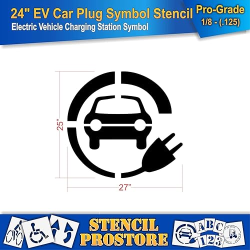 Miniatura 2 de Plantillas de pavimento  24 pulgadas  Símbolo de vehículo eléctrico circundado por enchufe  26 pulgadas x 28 pulgadas
