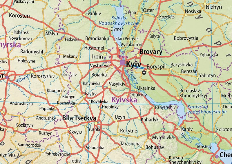 I MAPS Mapa fizyczna Ukrainy - rozmiar A2 - 59,4 x 42 cm - laminowana papierowa