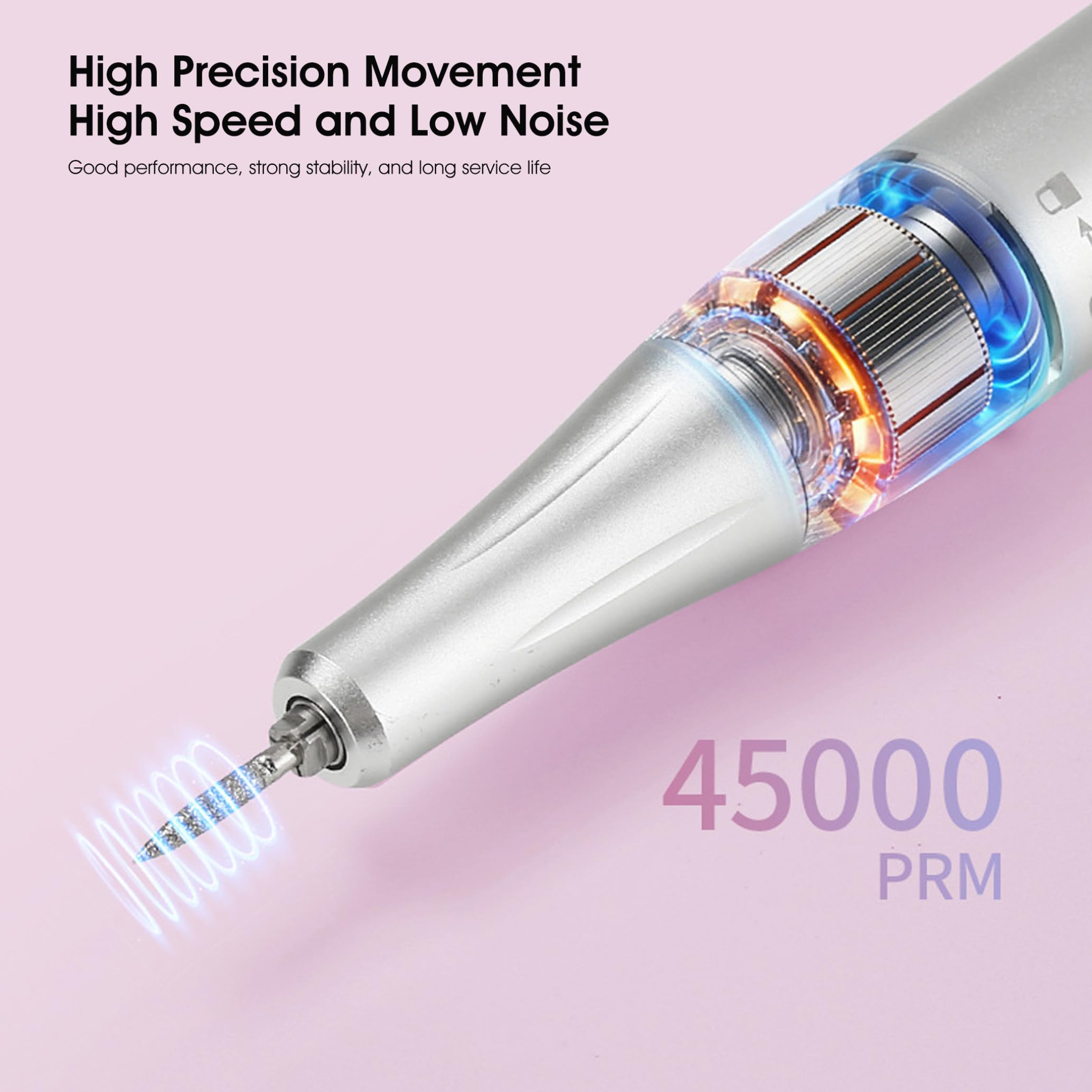Kit de taladro de uñas, amoladora de uñas eléctrica de 45000 Rpm para eliminación rápida de gel