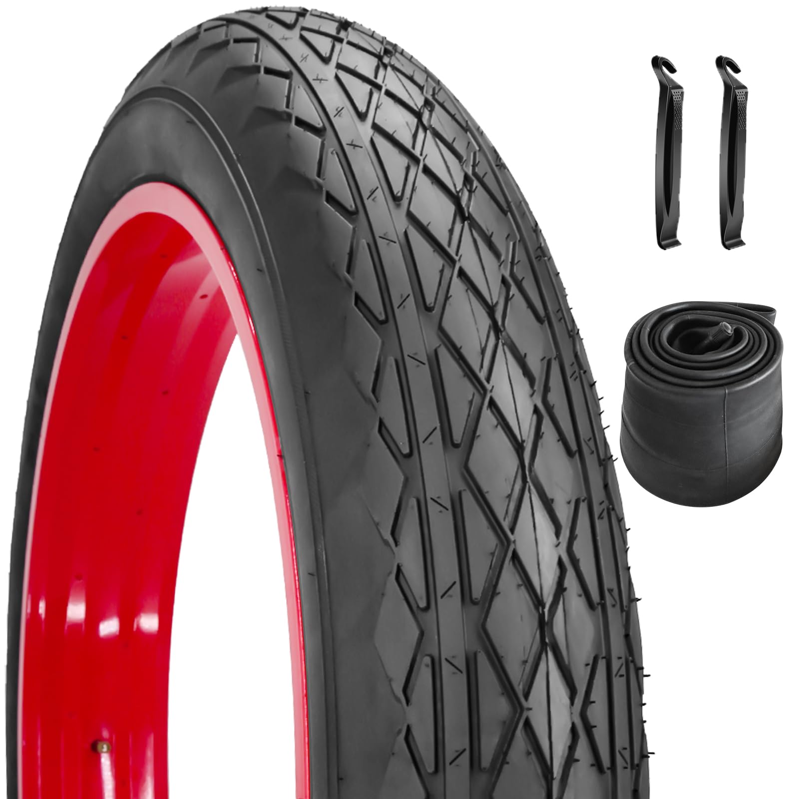 26" E-Bike Fat Tires 26 x 4.0 Folding Bead Tire and AV32mm Inner Tube for Electric Bicycles Compatible with Wide Mountain Snow Bike Tire (1 Tire 1