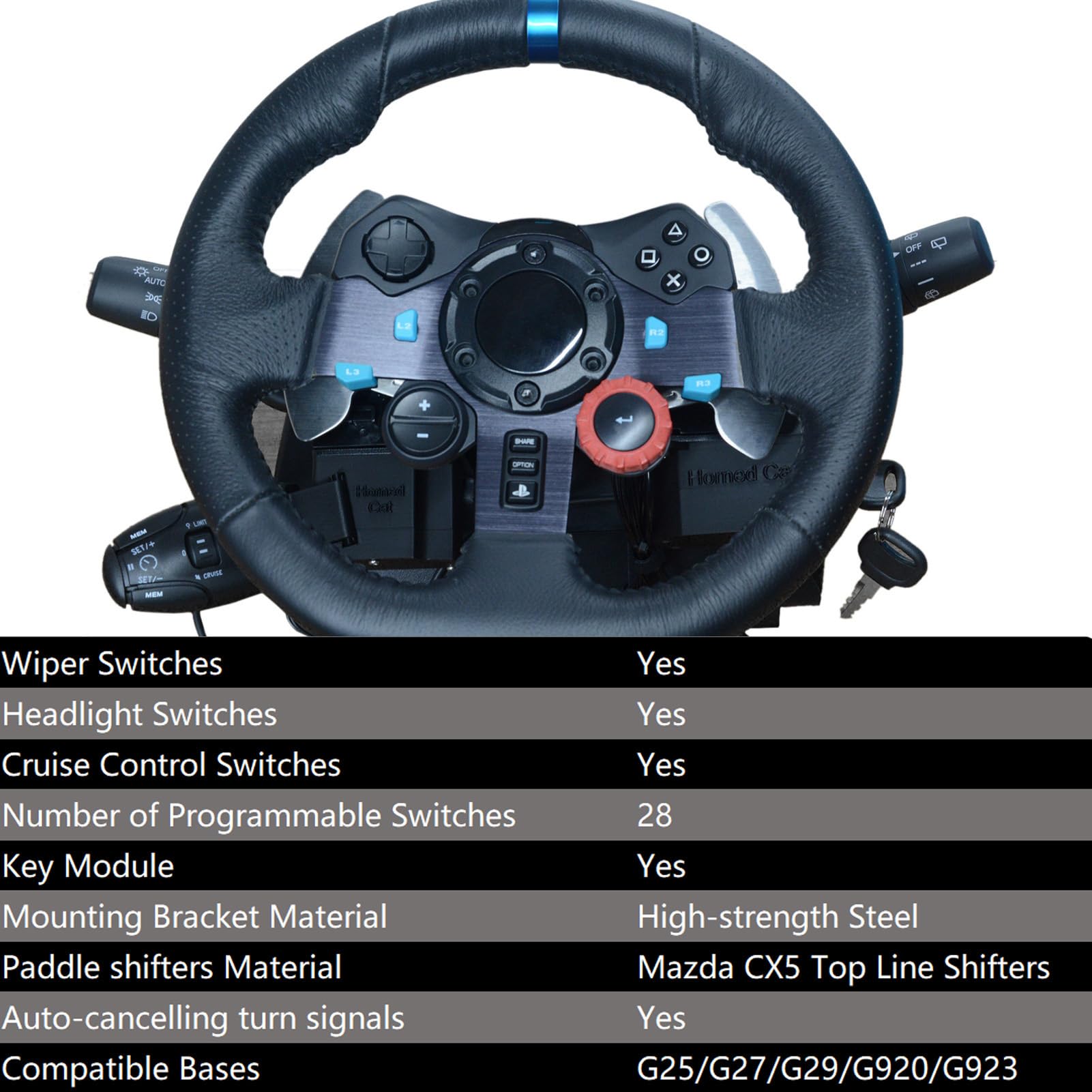 Adapter Drehsignal Lichtwischer Schalter für Logitech G29 G27 G920 G923 Lenkrad Automatischer Rebound Cruise Control Zündschlüssel