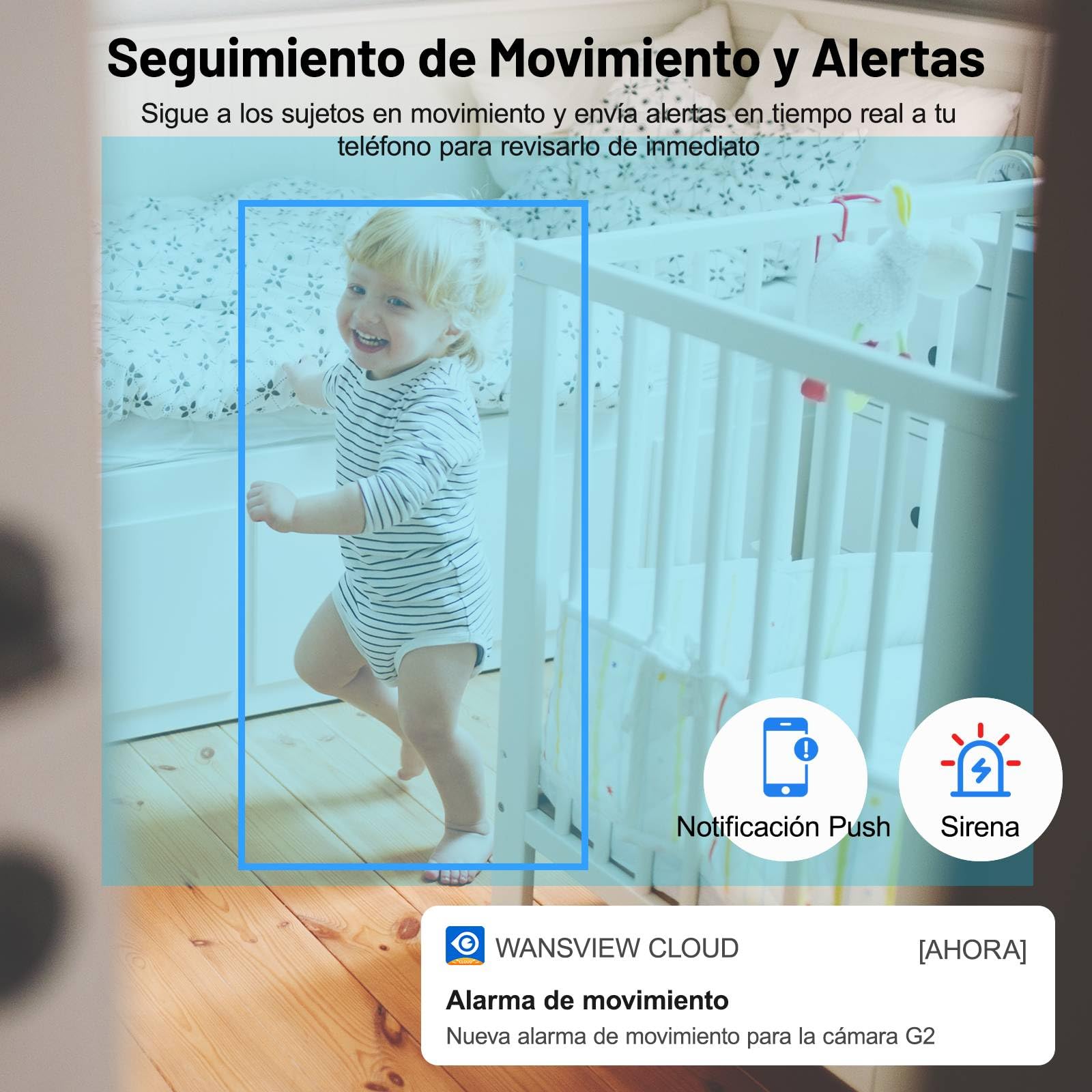 GALAYOU 2K Cámara Vigilancia WiFi Interior - Camaras Vigilancia Domicilio WiFi 2,4G para Perros y Bebe 360°, Seguimiento de Movimiento, Grabación Continua, Audio Bidireccional, Compatible con Alexa